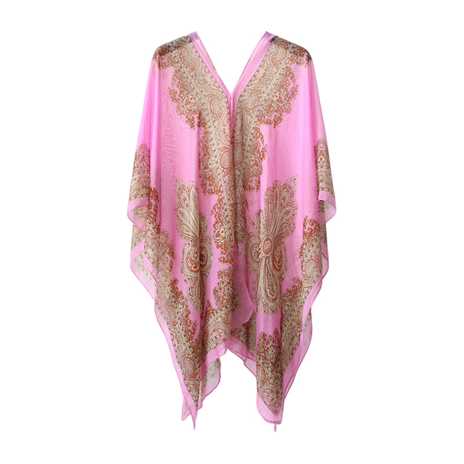 MERISHOPP Cape Sleeveless Soft Women Chiffon Shawl Wrap for Cycling Summer Pink | Clothing, Shoes & Accessories|Womens Clothing|Tops & Blouses-image-2