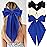 Velscrun Hair Accessories: 3Pcs Silky Satin Oversized Hair Bows and Barrettes in White, Black, and Dark Blue - Large Ribbons with Long Tails for Women and Girls