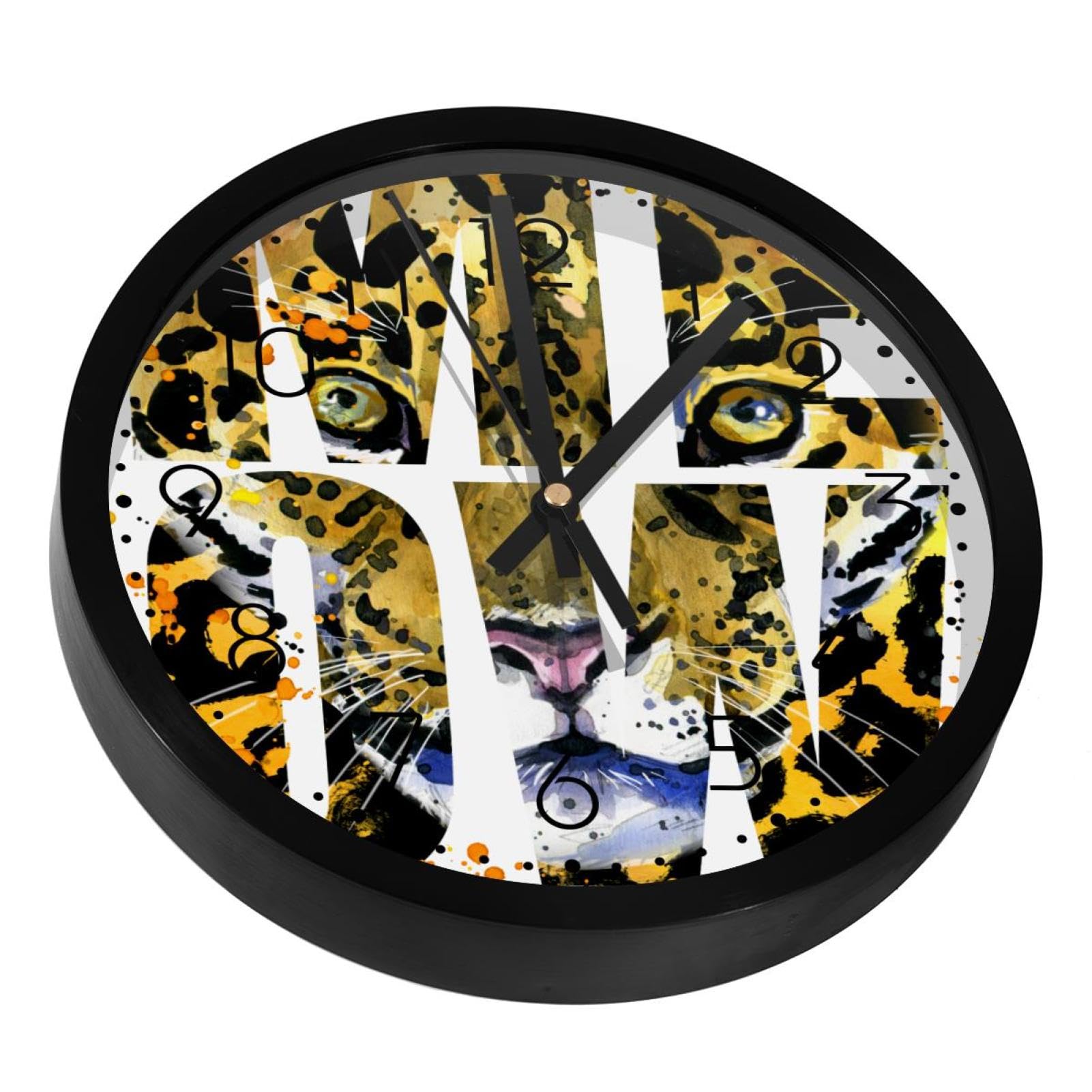Horloges murales silencieuses à motif léopard pour décoration de bureau