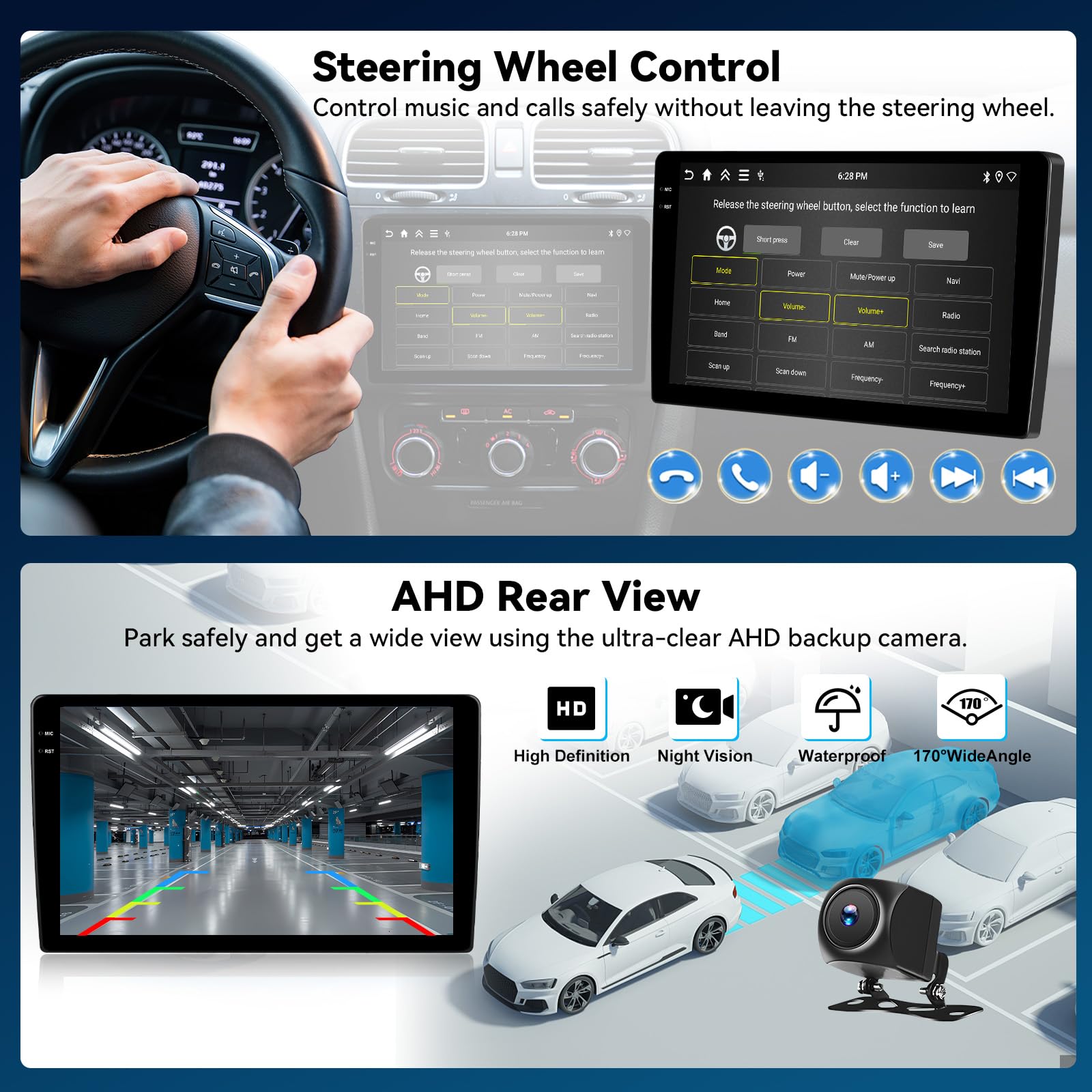 2 Din Android 15.0 Autoradio 9 Pollici HD per Ford Transit 2009-2016 e Ford Focus 2005-2008 - CarPlay Wireless, Android Auto Senza Fili, 4GB RAM + 128GB ROM, GPS Integrato