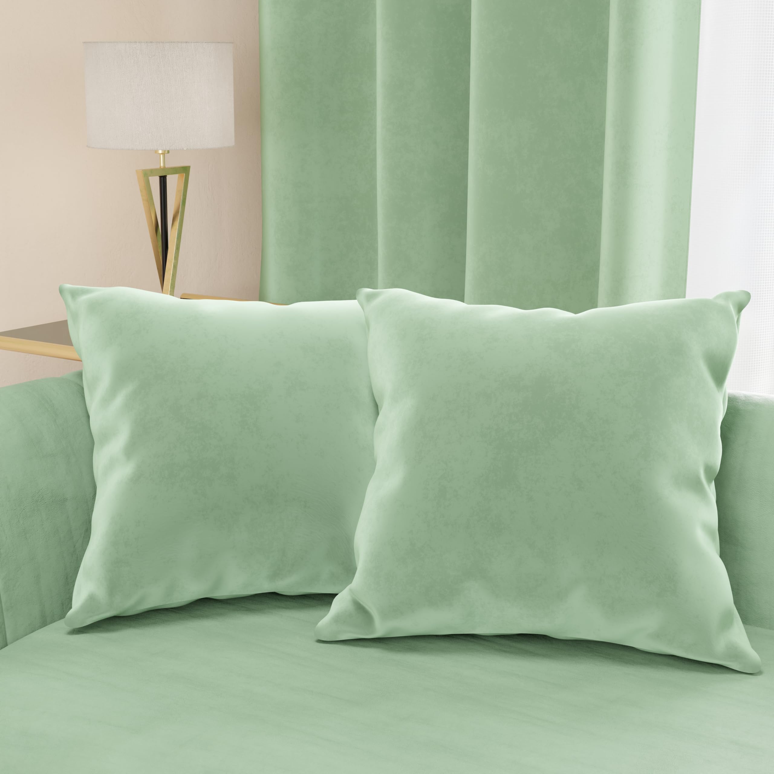 PETTI Artigiani Italiani - 2 Sofakissen aus Samt mit Füllung, Kissenbezüge für Schlafzimmer, Möbelkissen mit verdecktem Reißverschluss, 2 Stück Salbeisamt - 60 x 60 cm