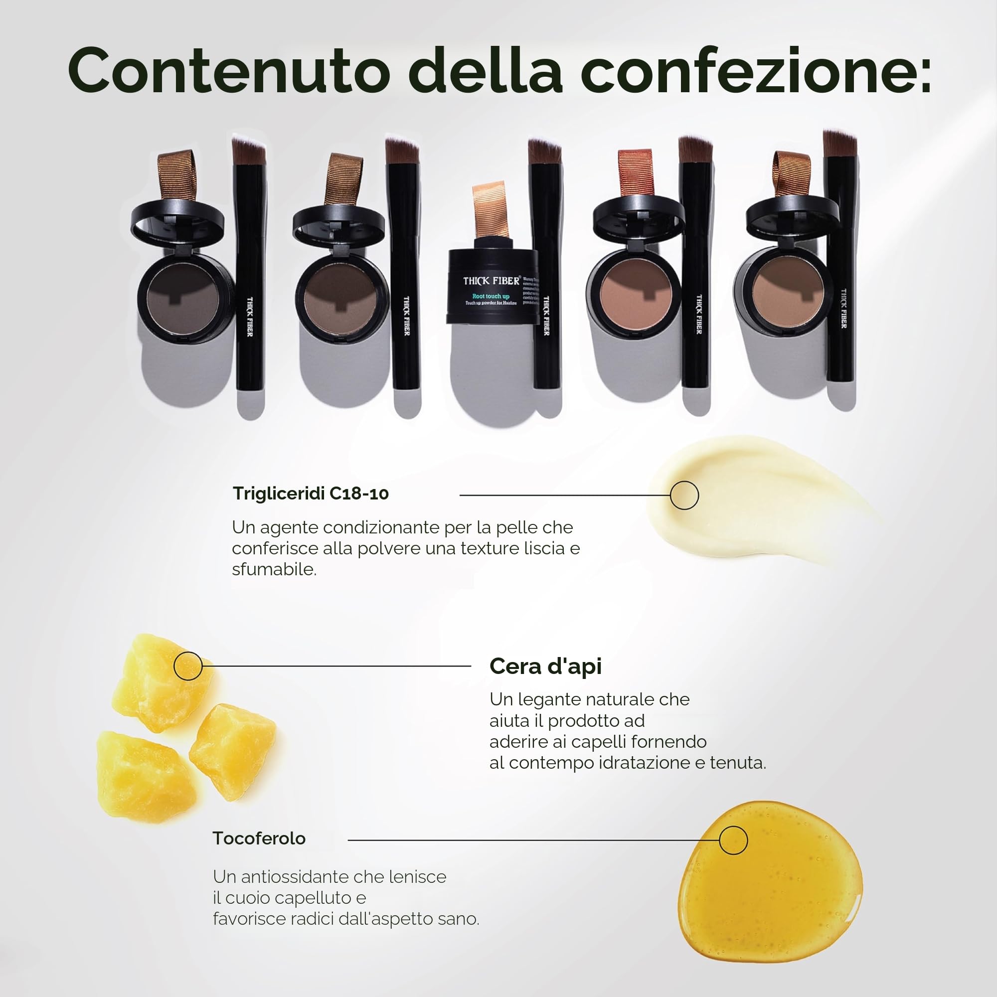 Thick Fiber Polvere per ritocchi radici, impermeabile e anti-sudore, correttore per capelli da donna, spazzola inclusa (marrone scuro)