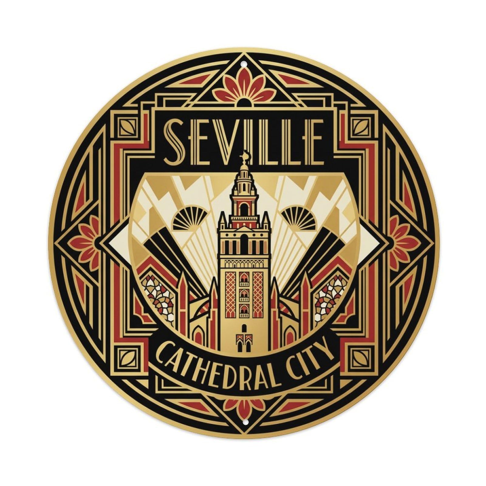 Metal Tin Sign Seville Spain Vintage Travel