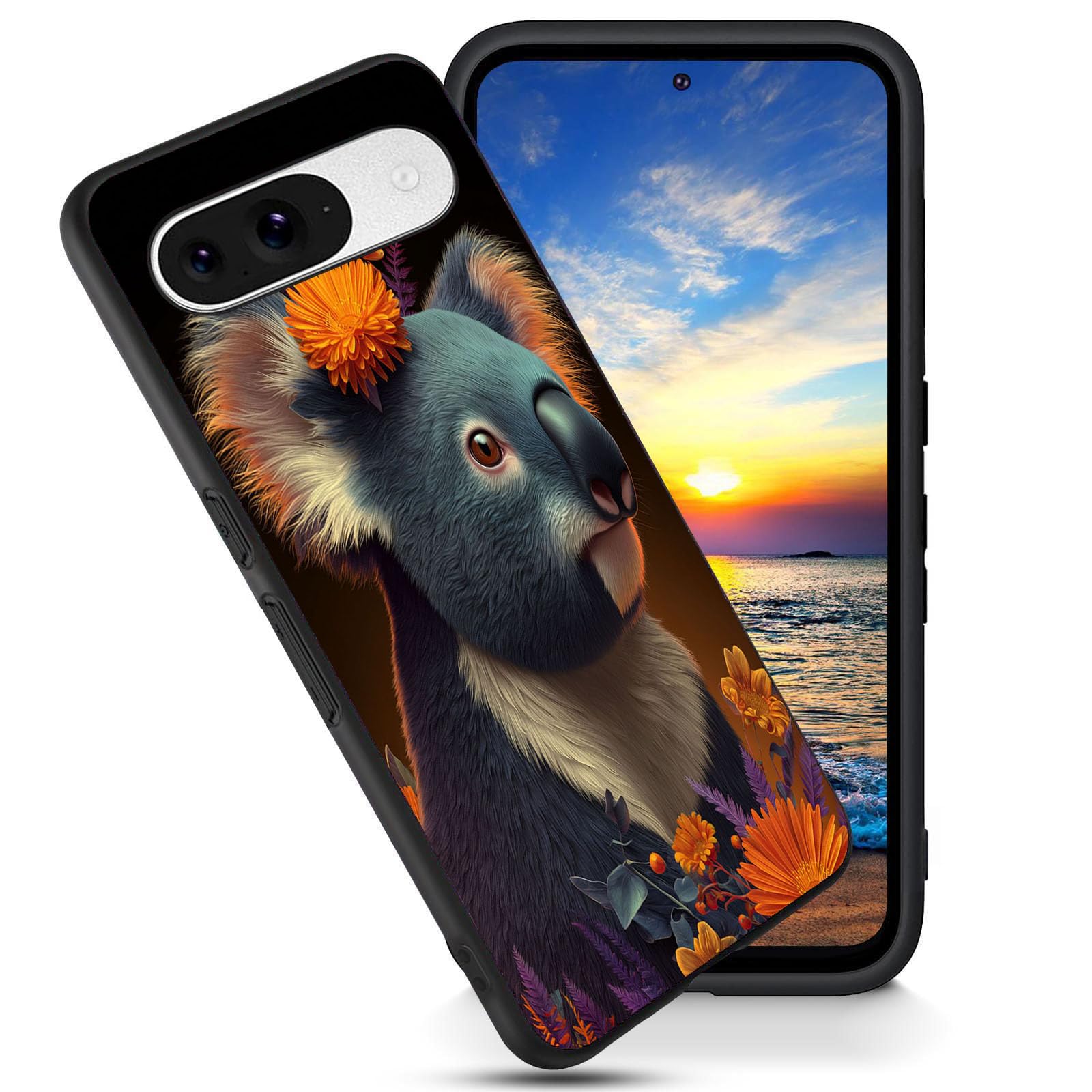 Designed for Google Pixel 9 Pro 6.3" Case,Soft Frosted TPU Ultra Thin Cover,Shock-Absorption,Anti-Scratch Protective Case,Koala Flower