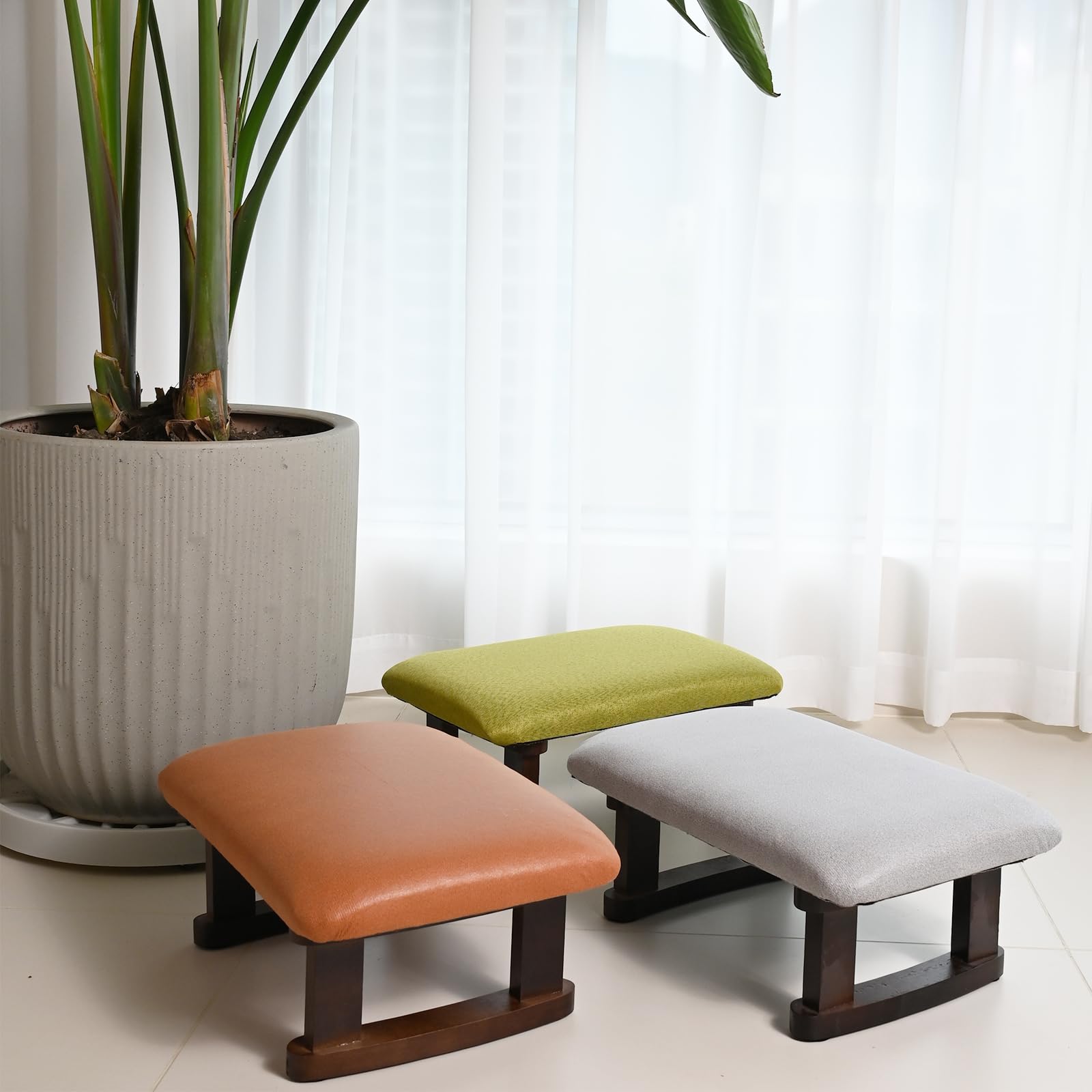 Amazon.com: Small Footstool Office Under Desk Ottoman Padded