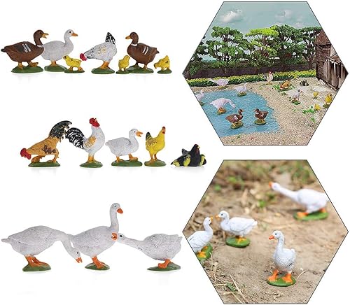 30pcs O Gauge Farm Animal 1:43 Escala Pintada Pollo Pato Ganso PVC Modelo Tren Diseño AN4304-30-AMUS