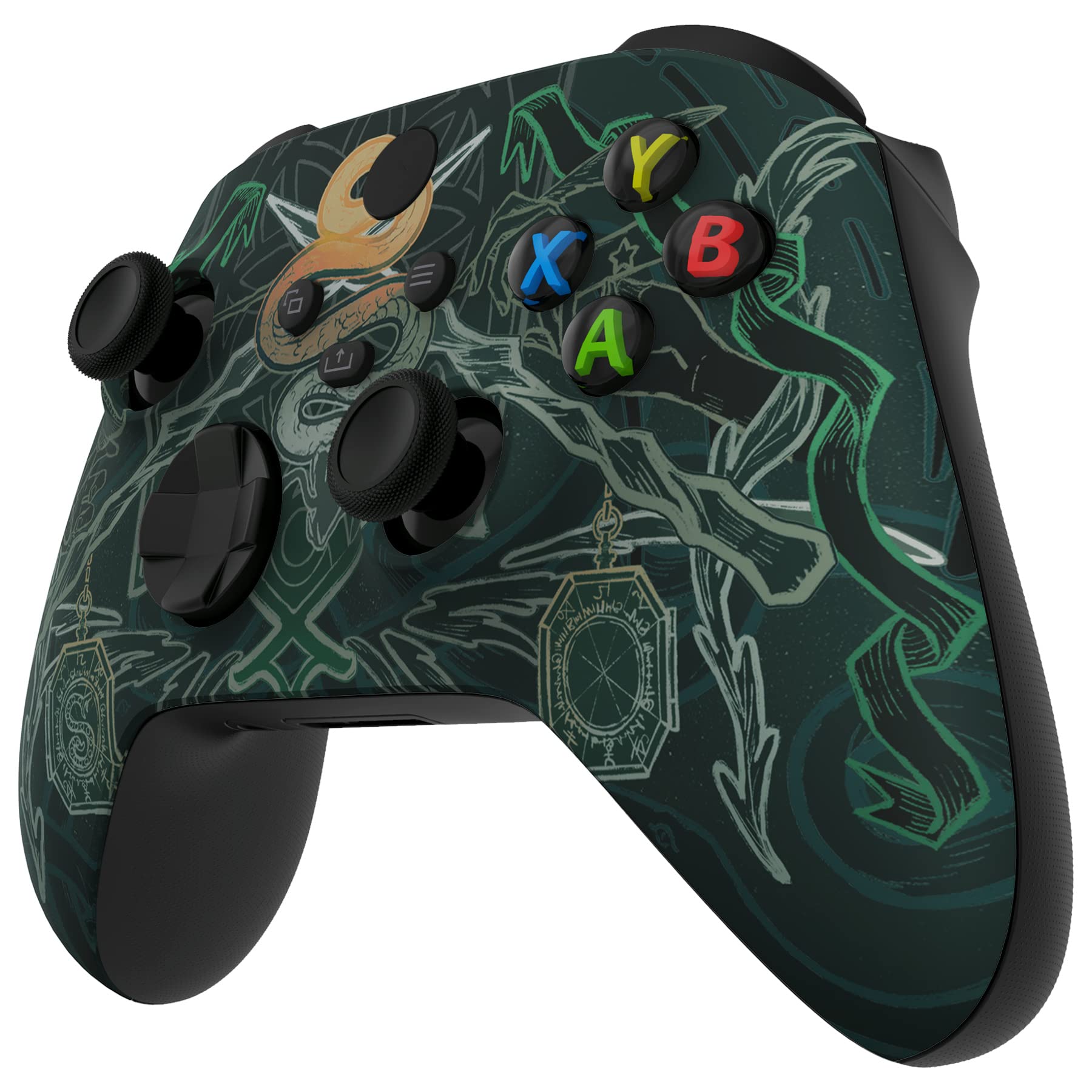 eXtremeRate Custodia Cover per Xbox Series X S Controller Joystick,Scocca Copertura Frontale Shell Ricambio per Xbox Core Controller Wireless Model 1914-Totem Serpente