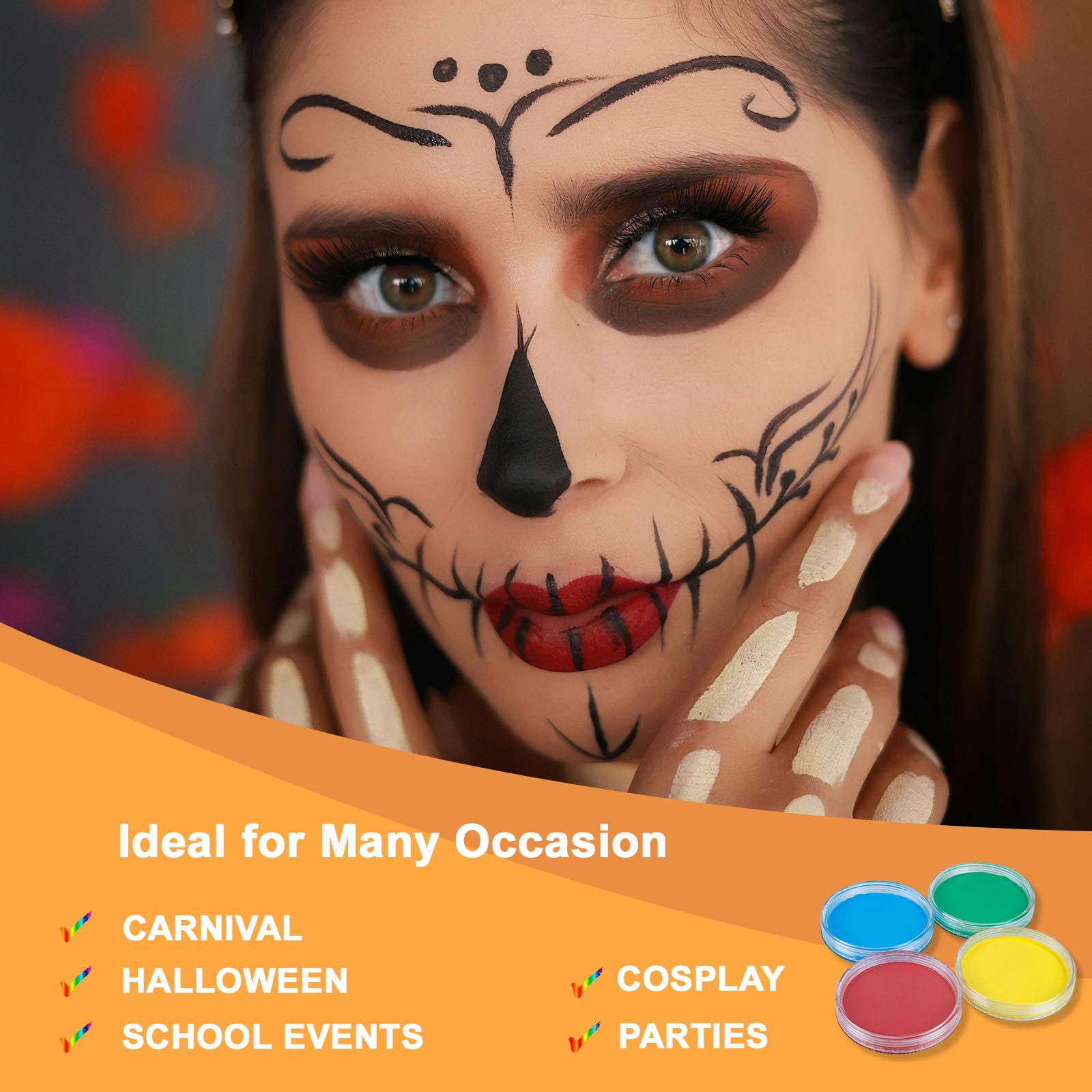 KARLOR Trucco Viso E Corpo 30g - Colore Bronzo - A Base D'Acqua Per Halloween, Carnevale, Cosplay - 6