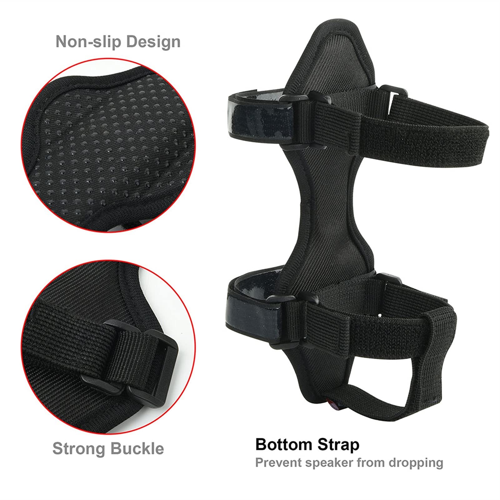Sangle Haut-parleur Vélo MECCANIXITY Support Enceinte Portable - 2 Sangles Réglables - Pour Vélo, Golf, Bateau - 17x8.9cm Fixation Enceinte Golf
