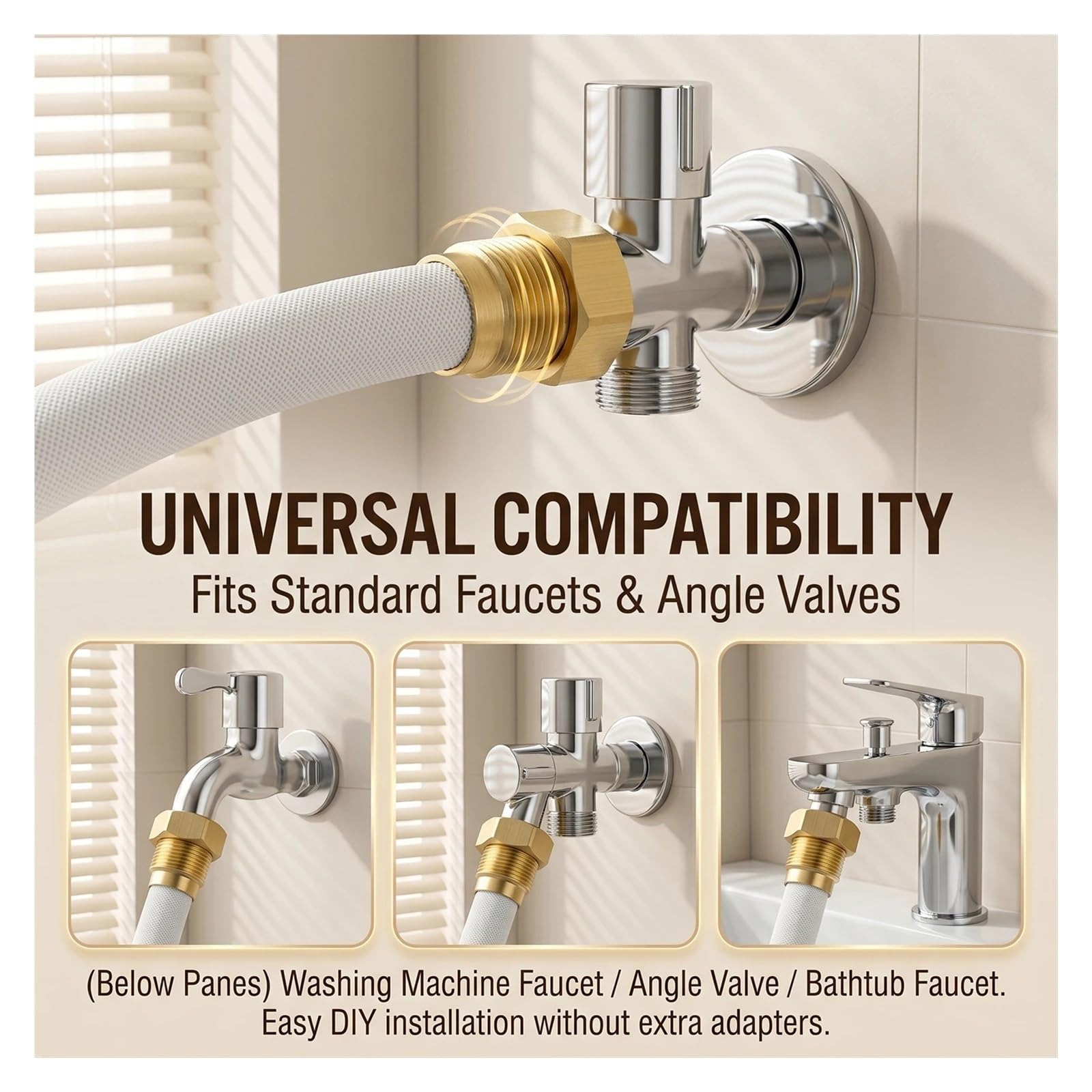 Manguera De Entrada De Agua For Lavadora, Conector De Latón Universal | 1.5M