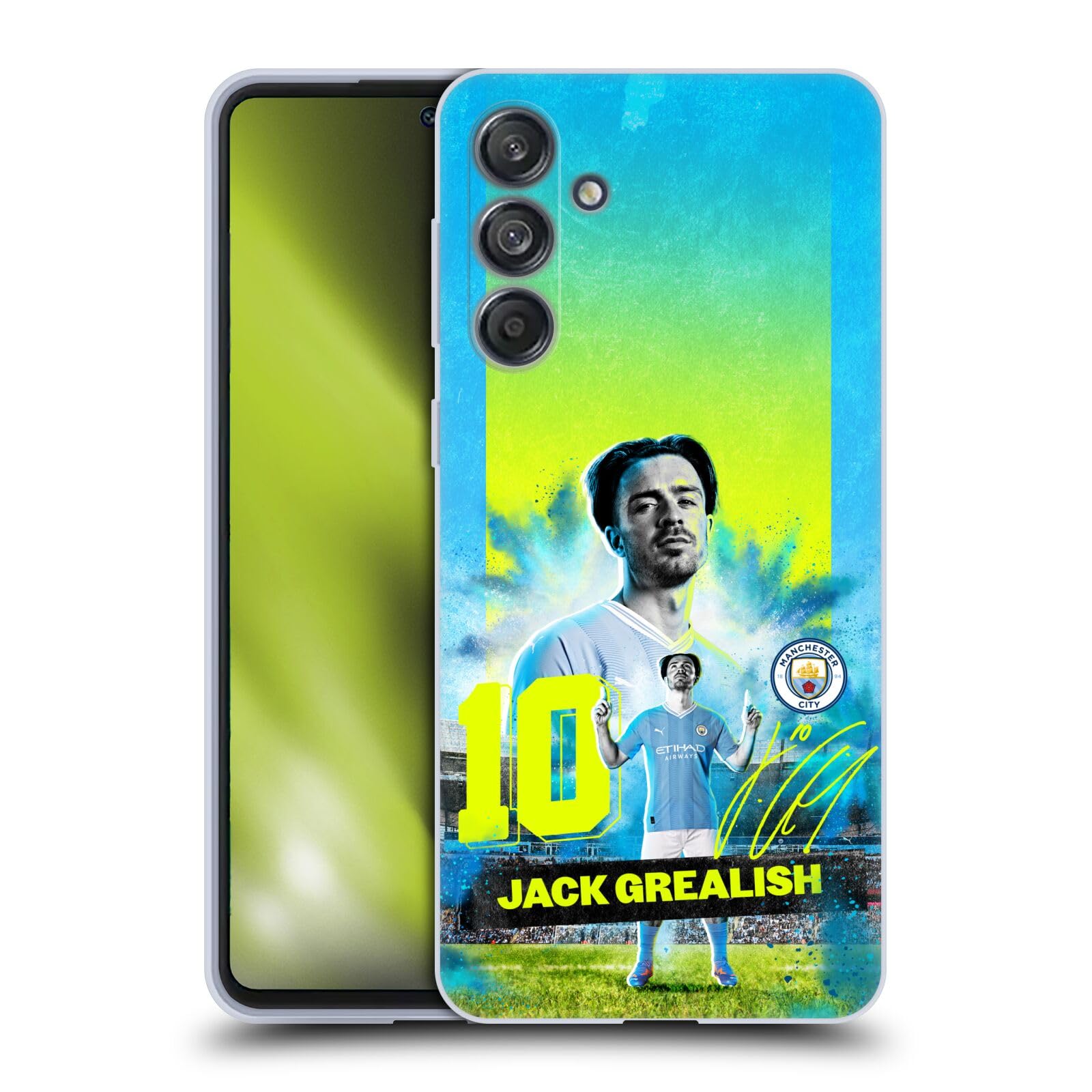 Head Case Designs Officially Licensed Manchester City Man City FC Jack Grealish 2023/24 First Team Gel Case [Military Grade Protection] Compatible With Samsung Galaxy M55 5G