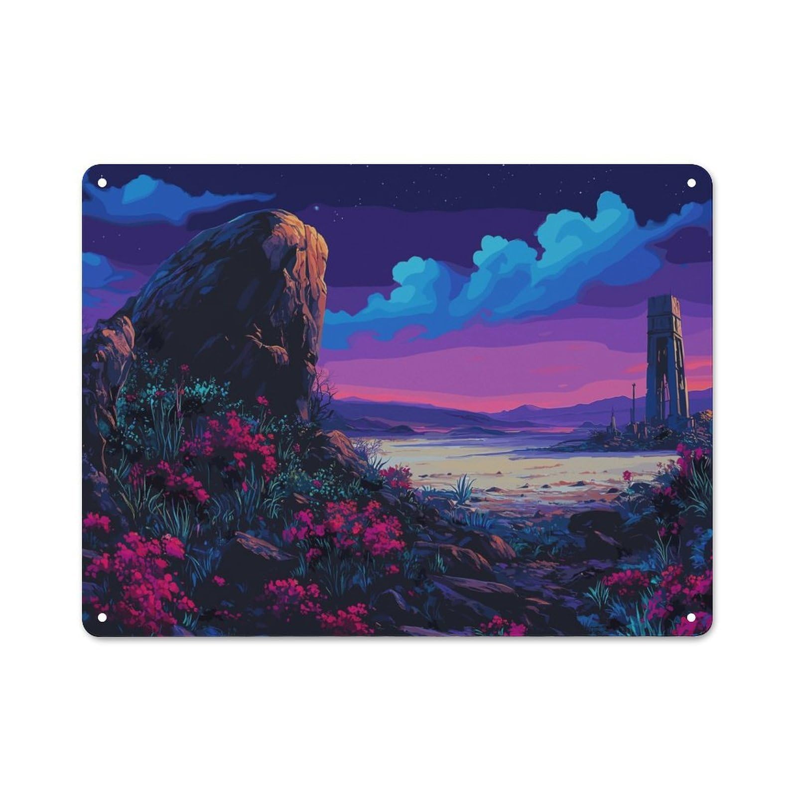 Junmoney Style-14 Old Style Landscape Nature Decorative Tin Plaque 30X40cm, Bar Wall Plaque For Bar, Kitchen, Garage Or Games Room