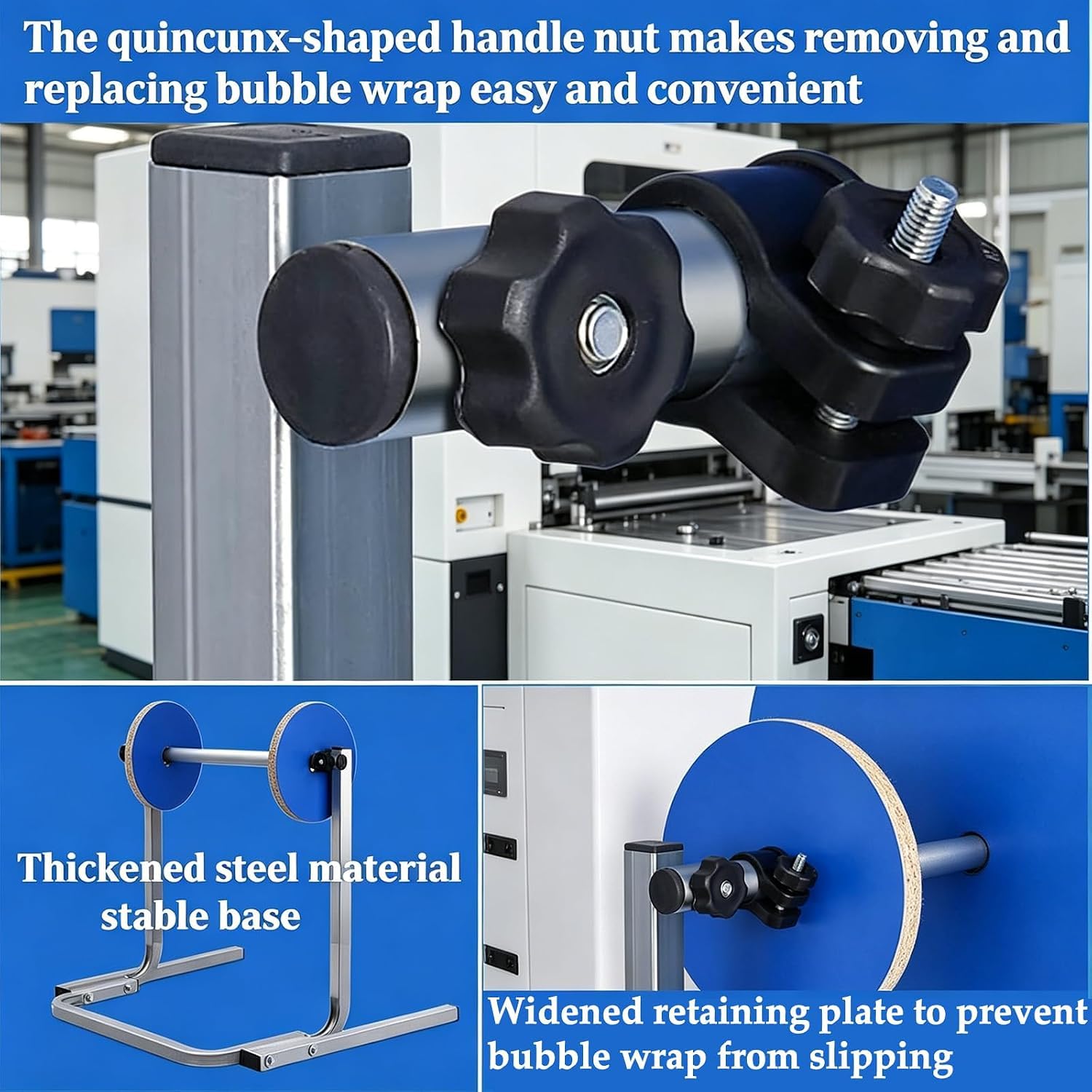 Dispenser per Rotolo di Pluriball, Supporto Manuale per Pluriball in Schiuma, Facile Sostituzione della Pellicola, Acciaio Zincato Rinforzato, Adatto A Pellicole Larghe 50cm