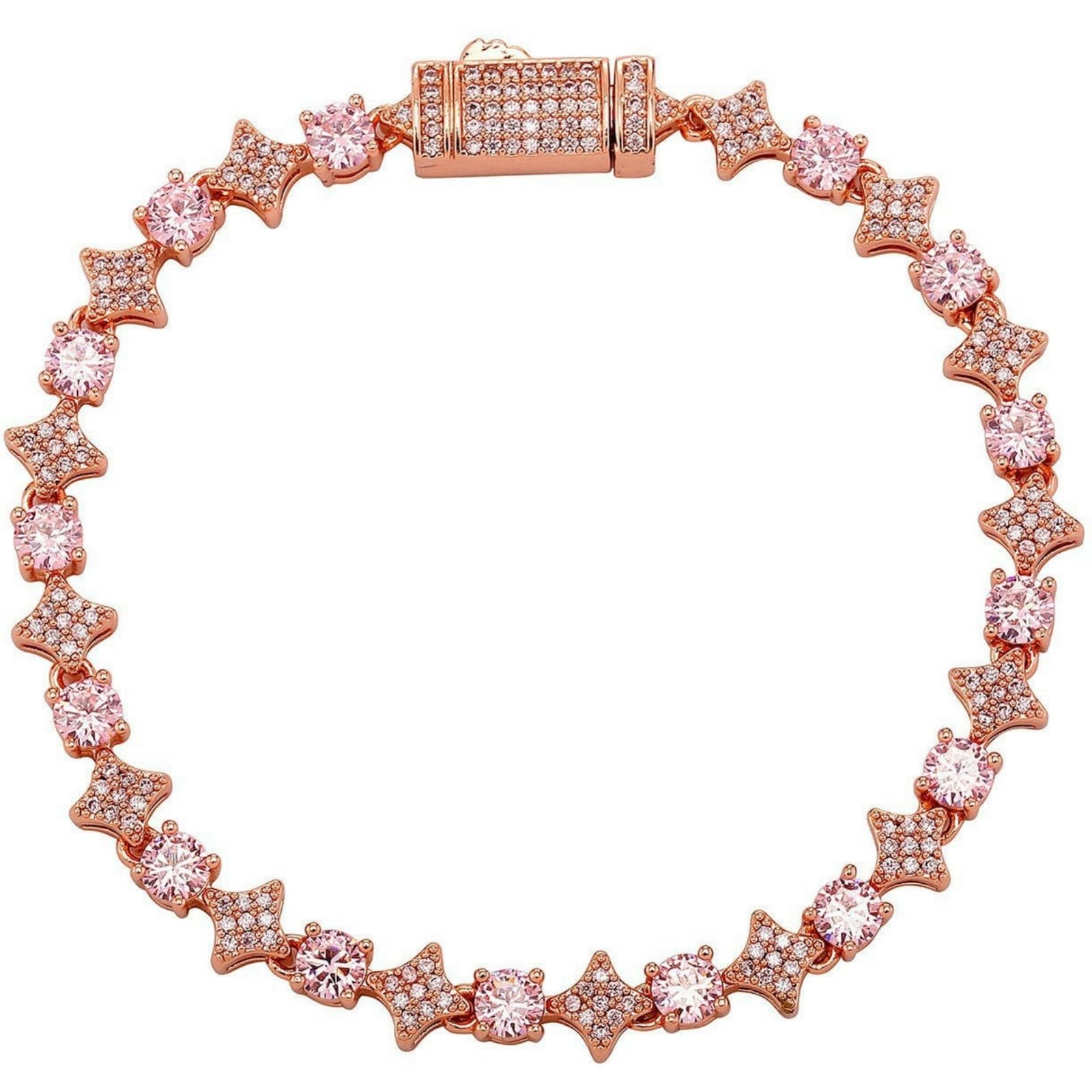 LLXYWJ Catena da Tennis da Uomo Hip Hop con rombo Cubic Zirconia Bracciale con Chiusura a Molla Gioielli Streetwear Regalo Unisex