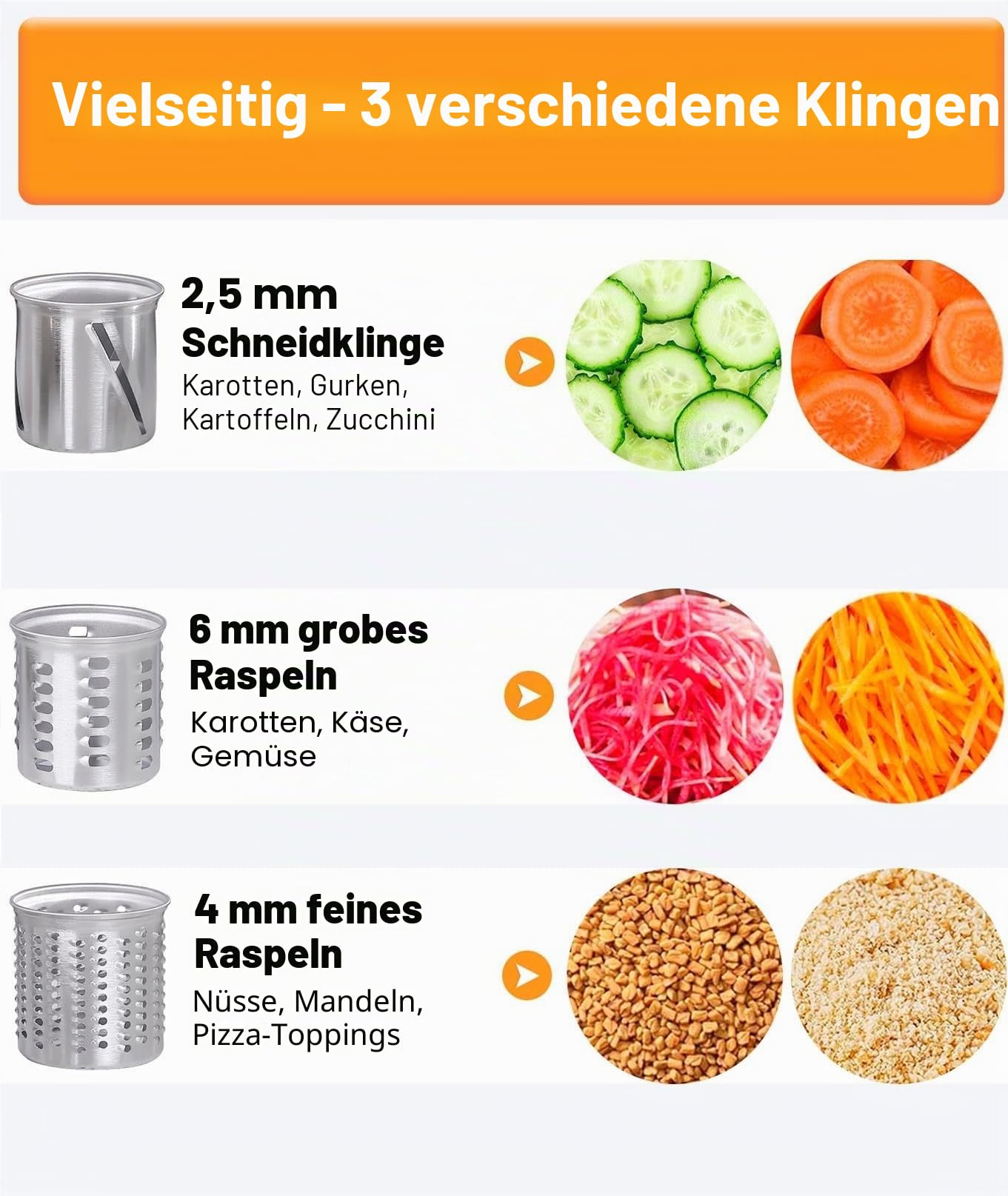 FavorKit Fresh Prep Slicer Shredder Aufsatz für KitchenAid Standmixer, Edelstahl, große Salatmaschine, Käsereibe, Zubehör mit 3 dicken Klingen, spülmaschinenfest