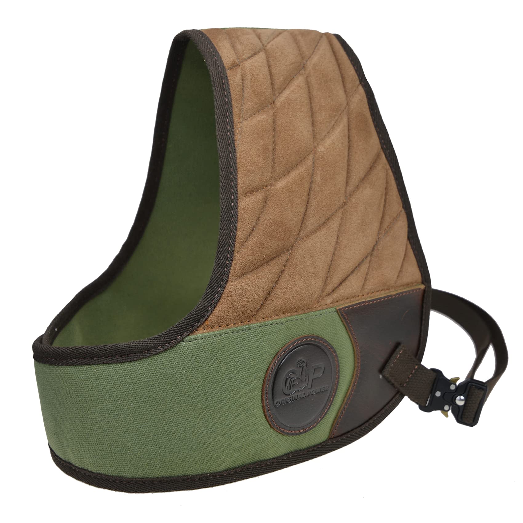 WAYNE'S DOG Leder Canvas Shooting Recoil Shields with Durable Construction, Solid Fit and Padding for Range, Shooting, Hunting (Green)