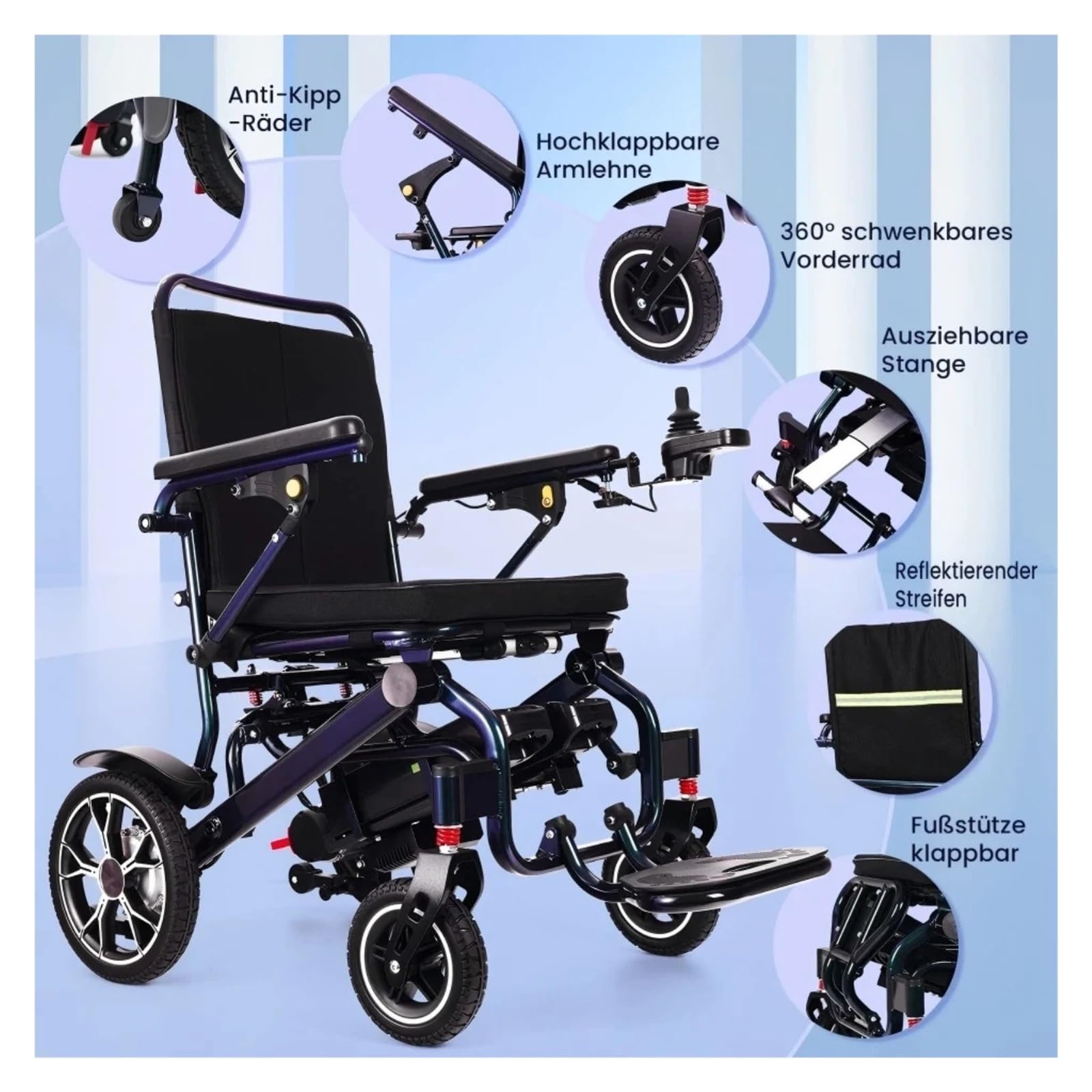 Sedia A Rotelle Elettrica Motore Da 500 W Portata 40 Km Capacità Di Carico 120 Kg Pieghevole Leggera Batteria Rimovibile Ammortizzatore Joystick A 360 ° Mobilità Confortevole Fluida