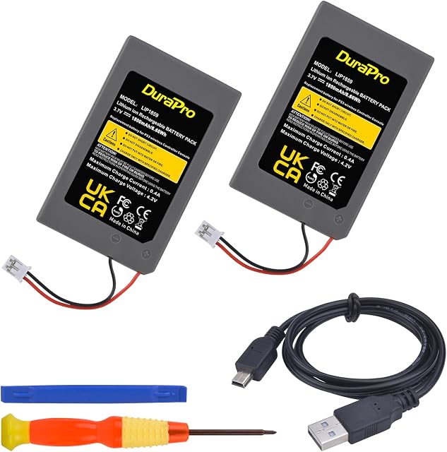 DuraPro 2X 1800mAh LIP1359, LIP1859, LIP1472 Battery for Sony Playstation 3 PS3 SIXAXIS Wireless Controller CECHZC2E CECHZC2U