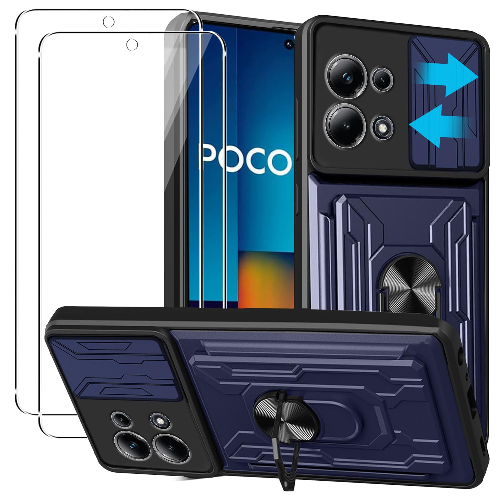 QWYJ HB Funda for Xiaomi Poco M6 Pro 4G y Redmi Note 13 Pro 4G Case Uso Rudo, con 2 Unidades