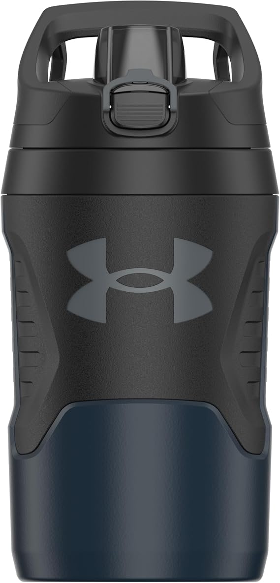 Under Armour 32 oz Insulated Water Bottles - Sports Water Jug with Fence Hook, Leak Resistant for Baseball, Football & More, 32 oz Insulated, Academy/Black