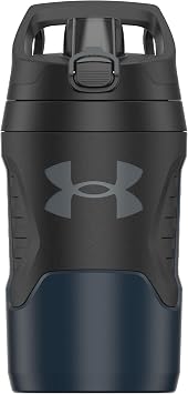 Under Armour 32 oz Insulated Water Bottles - Sports Water Jug with Fence Hook, Leak Resistant for Baseball, Football & More, 32 oz Insulated, Academy/Black
