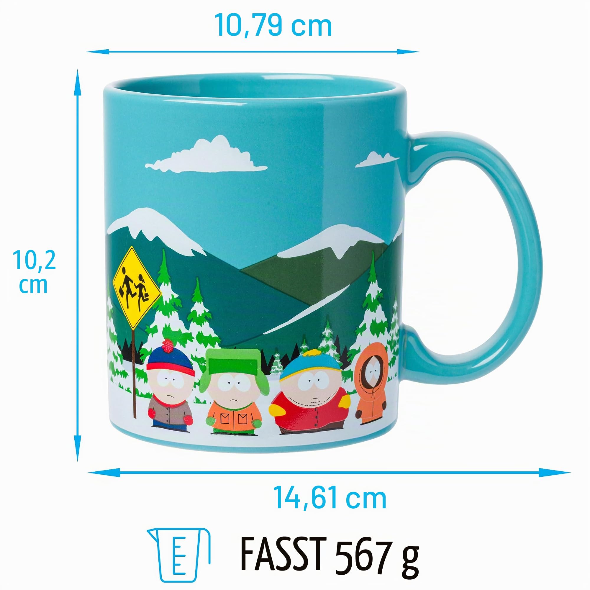 Silver Buffalo South Park Keramiktasse mit Busstop-Motiv, 590 ml
