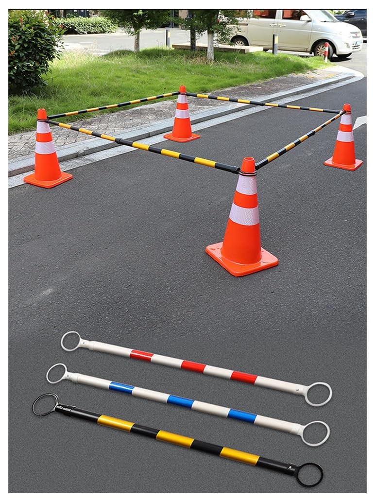 Lot De 1 Cônes De Longueur Réglable De 1.2 M À 2 M Poteaux Télescopiques Adaptés Aux Parkings Allées Et Intersections(White and Yellow,4Pcs)