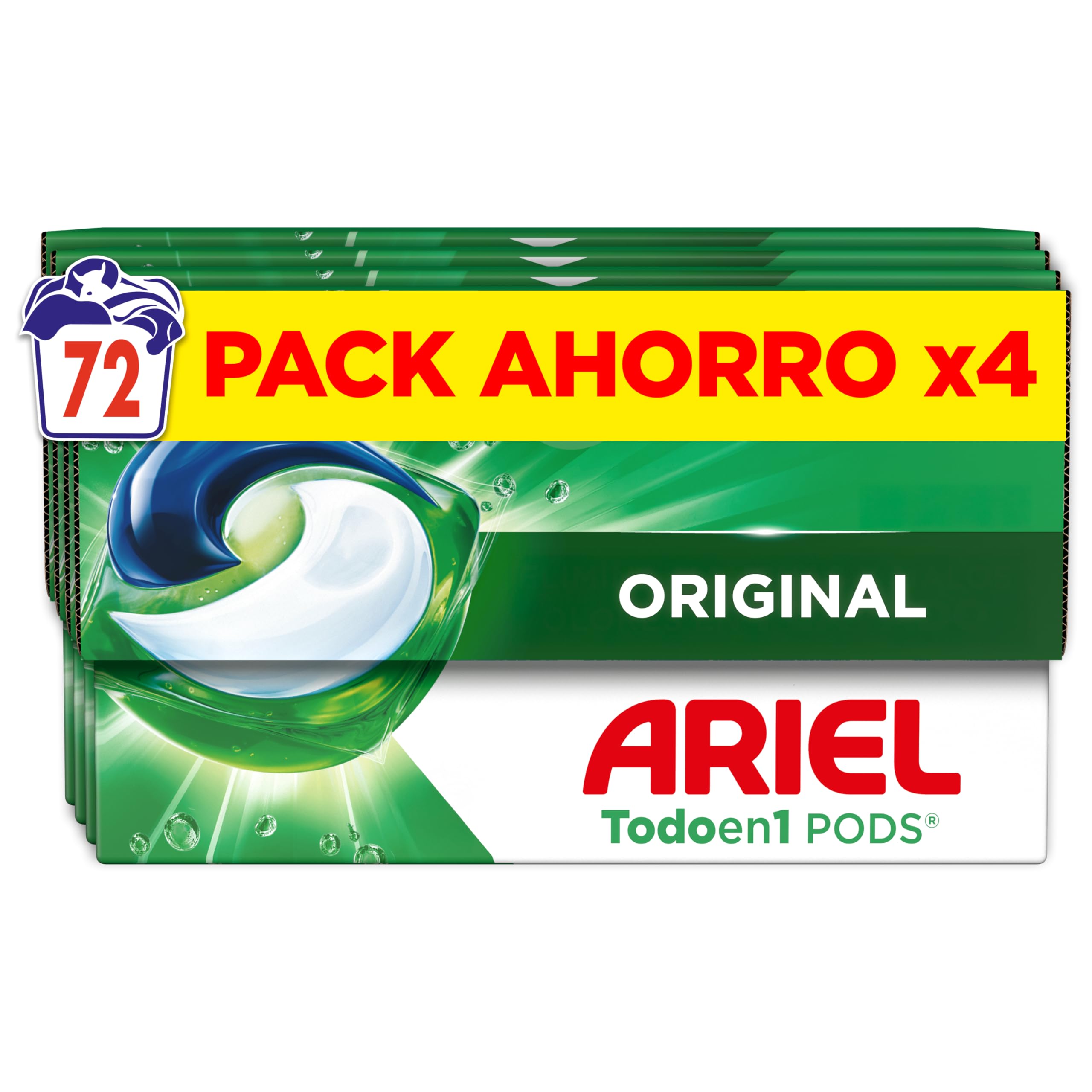 Ariel PODs Todo en 1 Detergente en Cápsulas Original, Elimina Manchas y Olores en 1 Lavado, 72 Cápsulas - 1