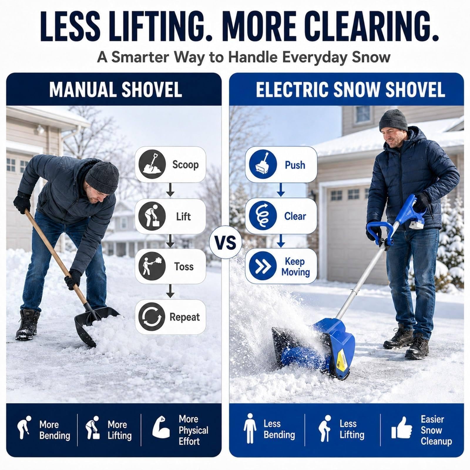 Pelle à neige sans fil, largeur 28 cm pour un déneigement efficace