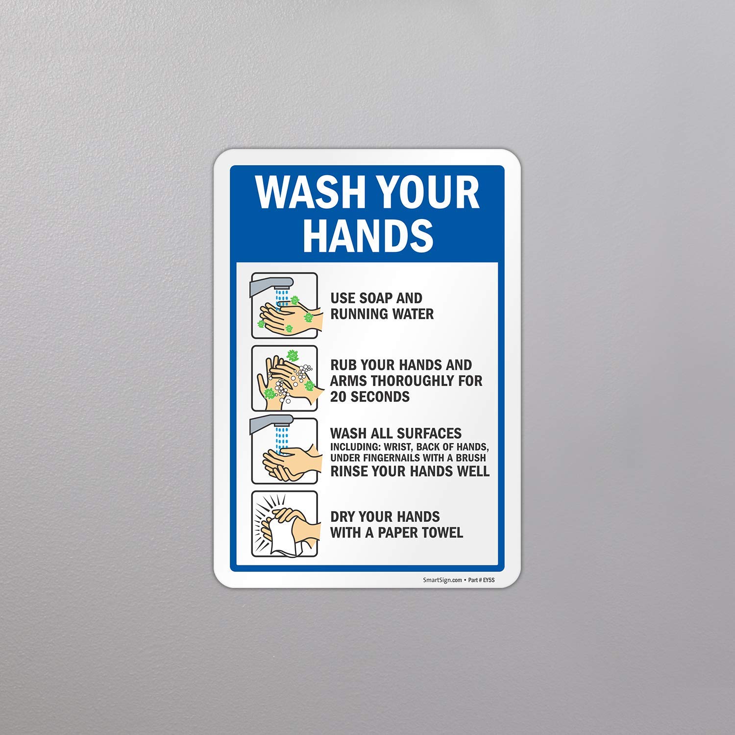 50% оƒƒ Dіѕсоunt SmartSign “Wash Your Hands” Hand Washing Instruction Labels | 7 x 10 Laminated Vinyl with Heavy-Duty Adhesive (Pack of 2)