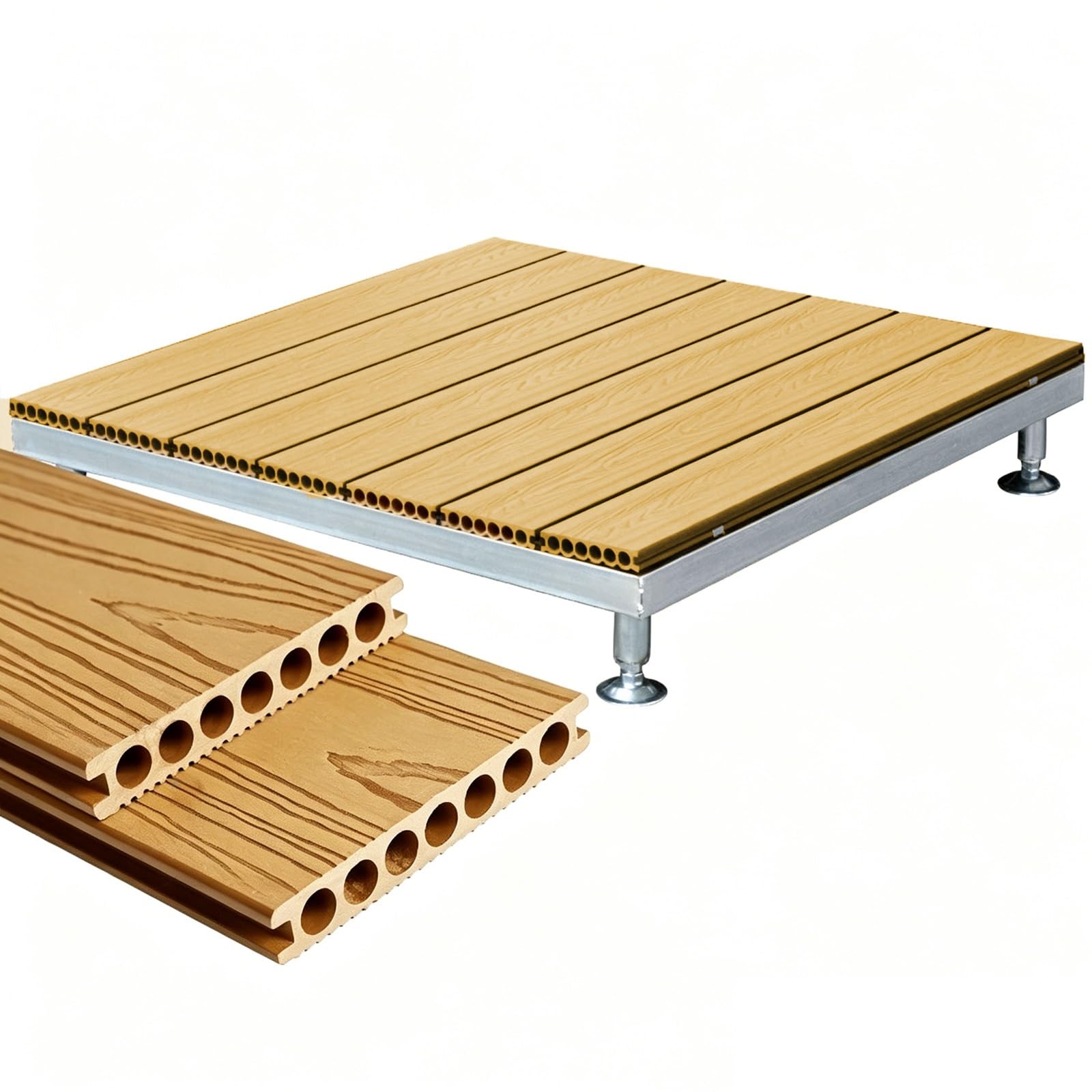 Regulowana Platforma Modułowa, Podniesione Płytki Na Taras Dziedziniec 33x33 Cal, Interlocked Floor Cover For Outdoor For All Weather (Teak Wood)