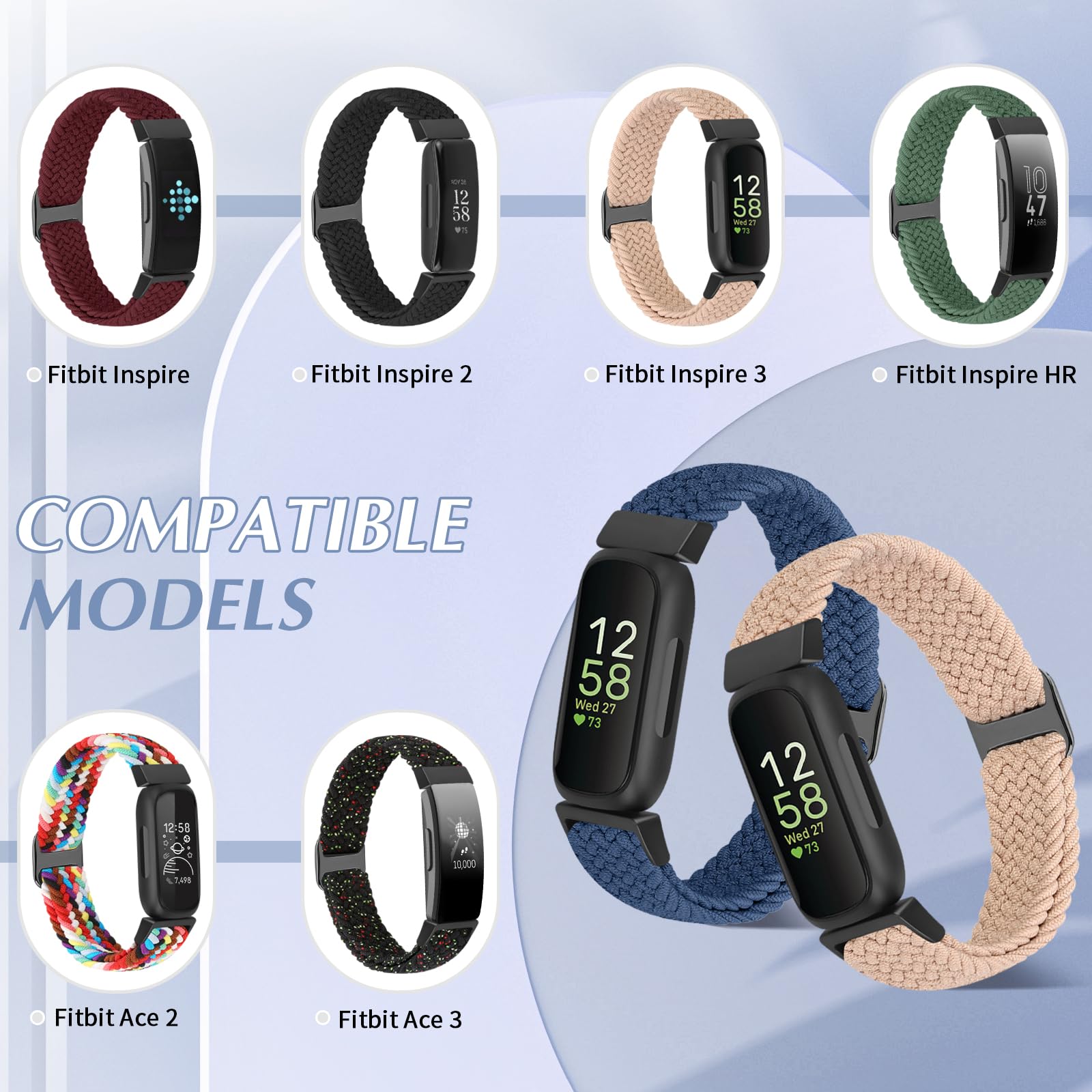 KIBDSNG Adjustable Braided Watch Strap Compatible with Fitbit Inspire 3/Inspire 2/Inspire HR/Inspire/Ace 3/Ace 2 - Image 3