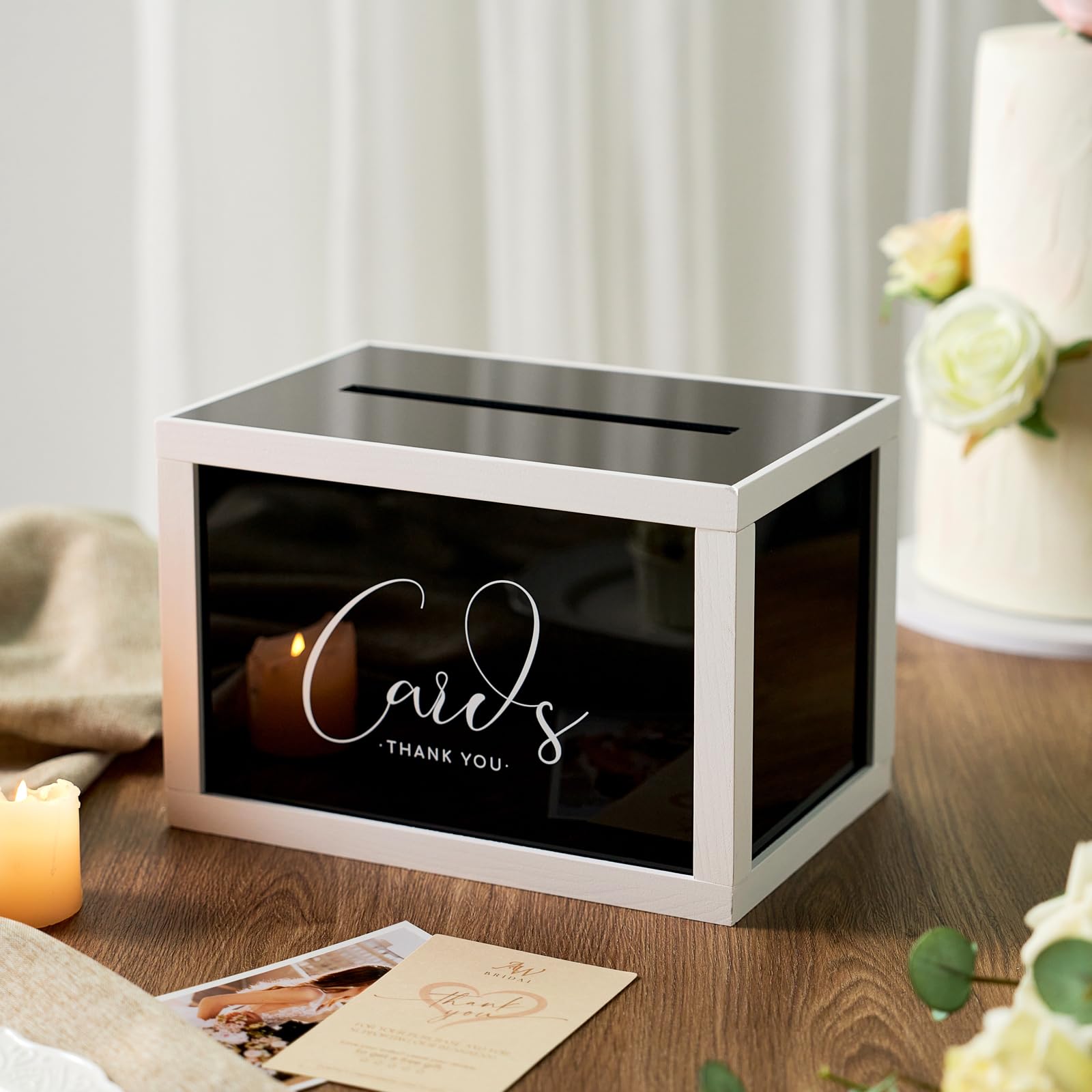 AW BRIDAL Black Acrylic Card Box,Wedding Card Box for Reception Decoration Box for Wedding Birthday Graduation,Gift Box for Cards