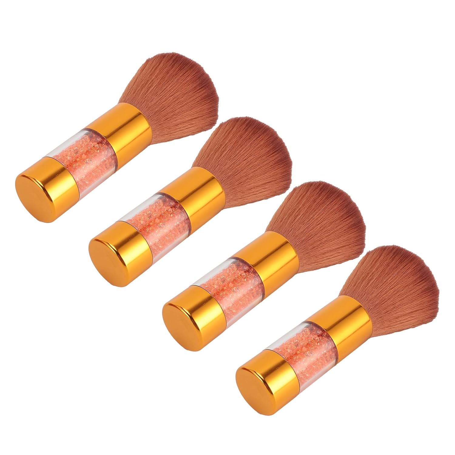 4pcs Nail Art Dust Remover Brush, Multifunctional Nail Dust Cleaner Brush with Rhinestone Handle, Soft Nylon for Manicure and Makeup Use, Includes Storage Box