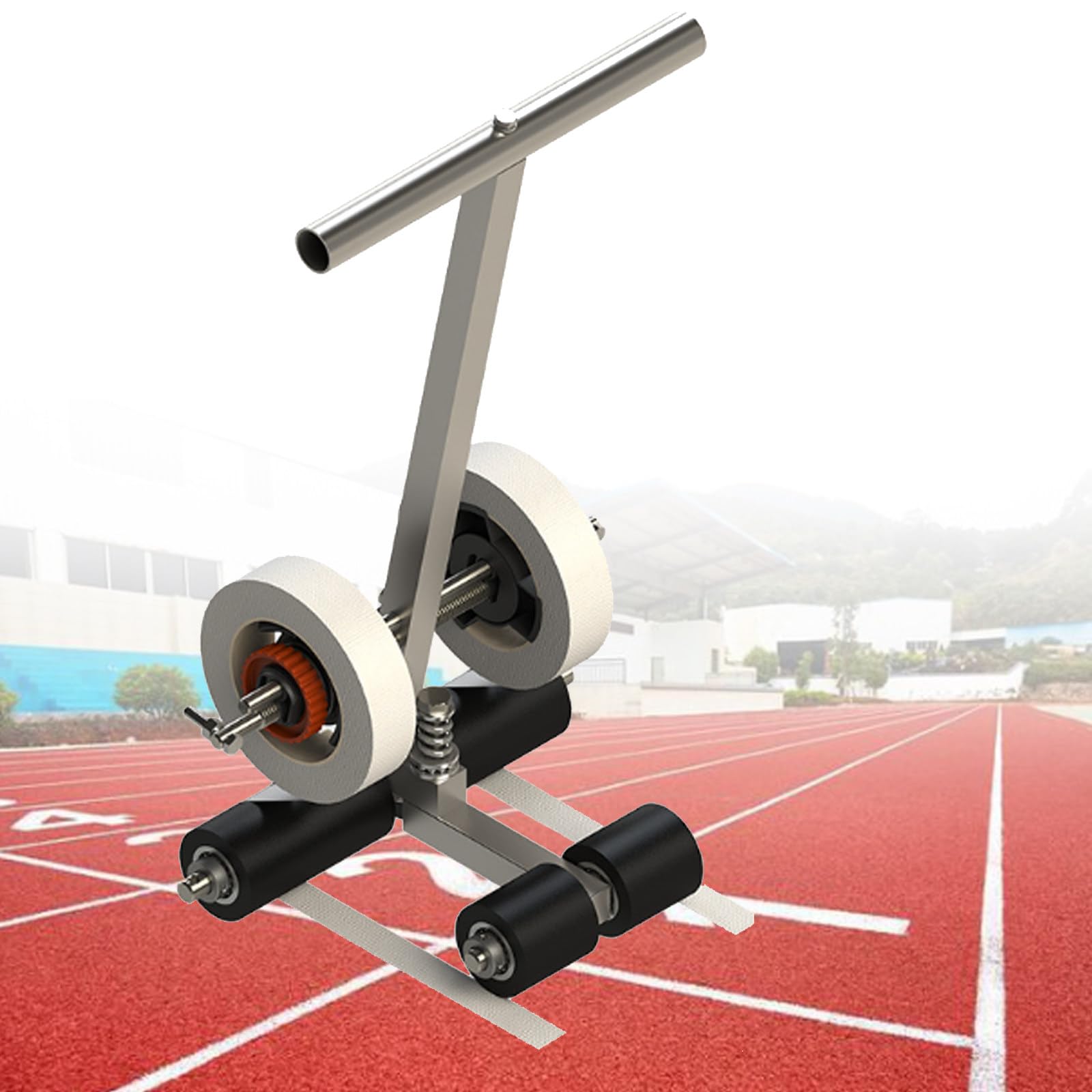 asdchZen Lane Marking Walk Along Tape Dispenser, Metal Handle, For Floor Marking Aisles, Traffic Lanes, Hazard Zones & Storage Areas,Round