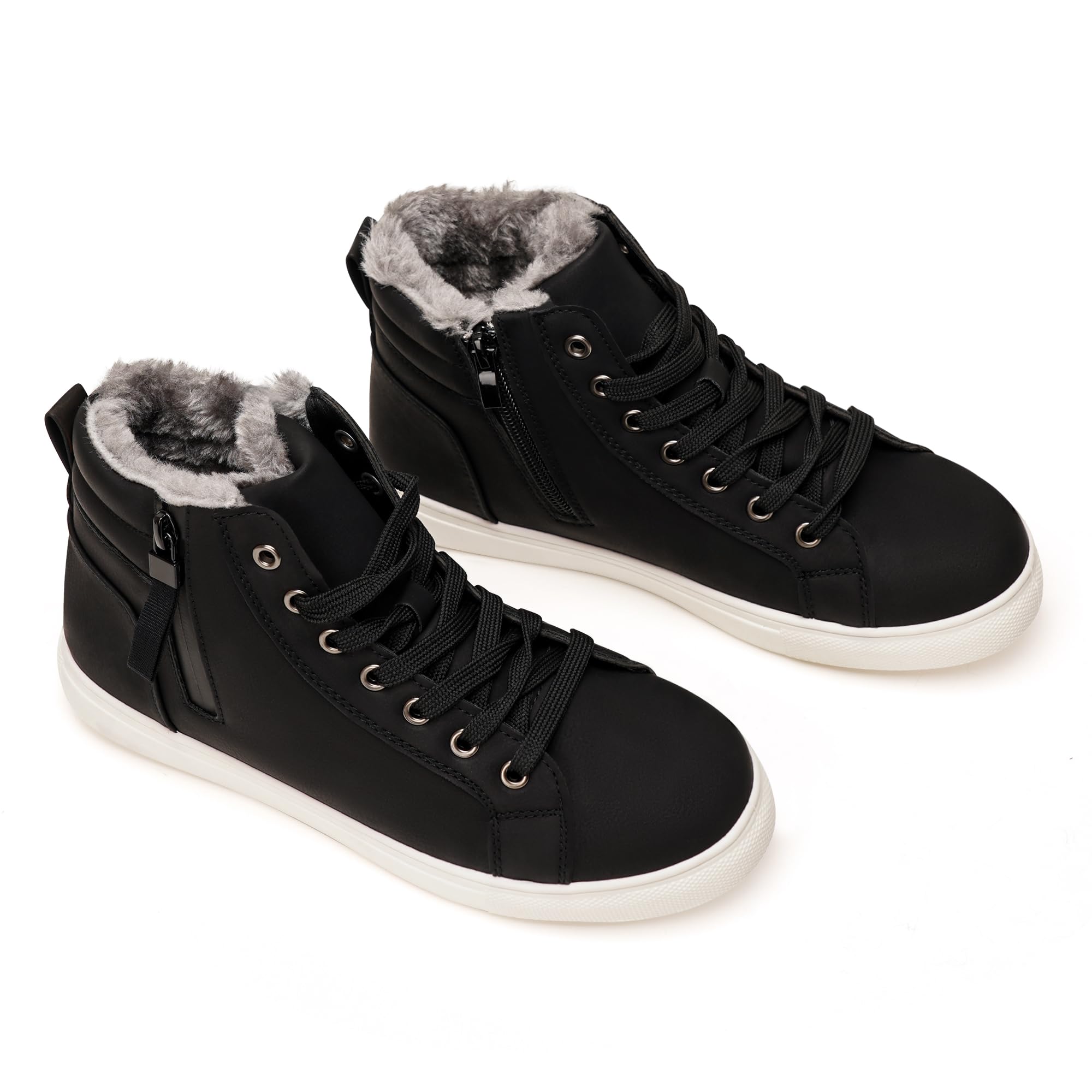 GLAMORA Calde scarpe invernali da donna foderate in pelliccia sintetica - Stivaletti da neve alla caviglia con lacci, sneakers alte antiscivolo per camminare, lavorare, arrampicarsi, ecc.