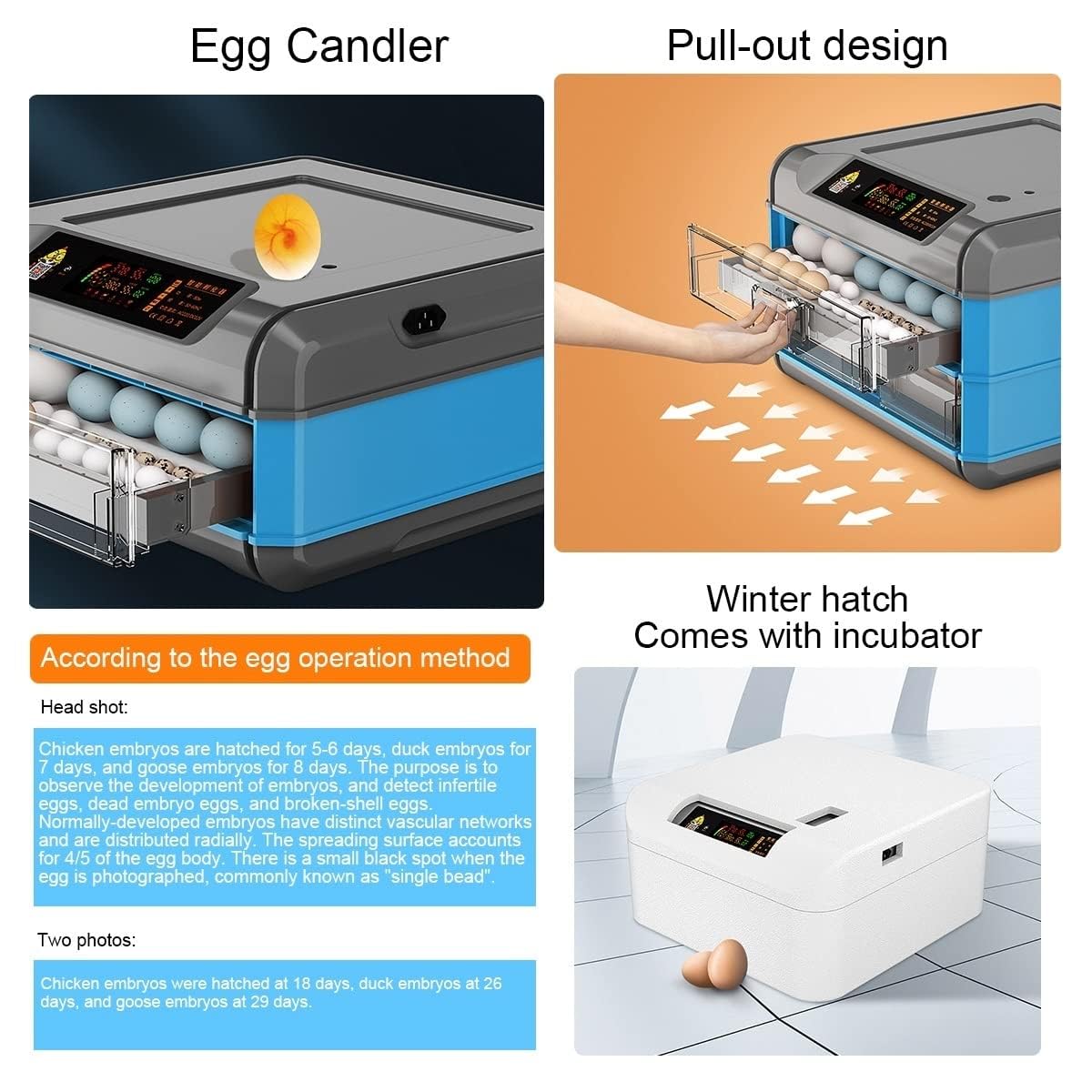 Incubadora digital de huevos con volteador automático y control de temperatura para incubación de aves de corral, perfecta para granjas domésticas y pollos en el patio trasero