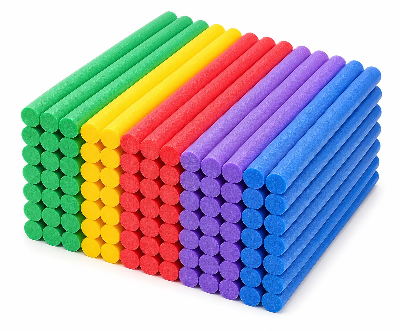Lot 100 Frites de Piscine Mousse Flottantes 160 cm x 6,5 cm - Multicolores Souples et Resistantes - Accessoires Jeux Eau Piscine Mer Plage Aquagym Natation Enfants Adultes - Fun Noodle - Nouille