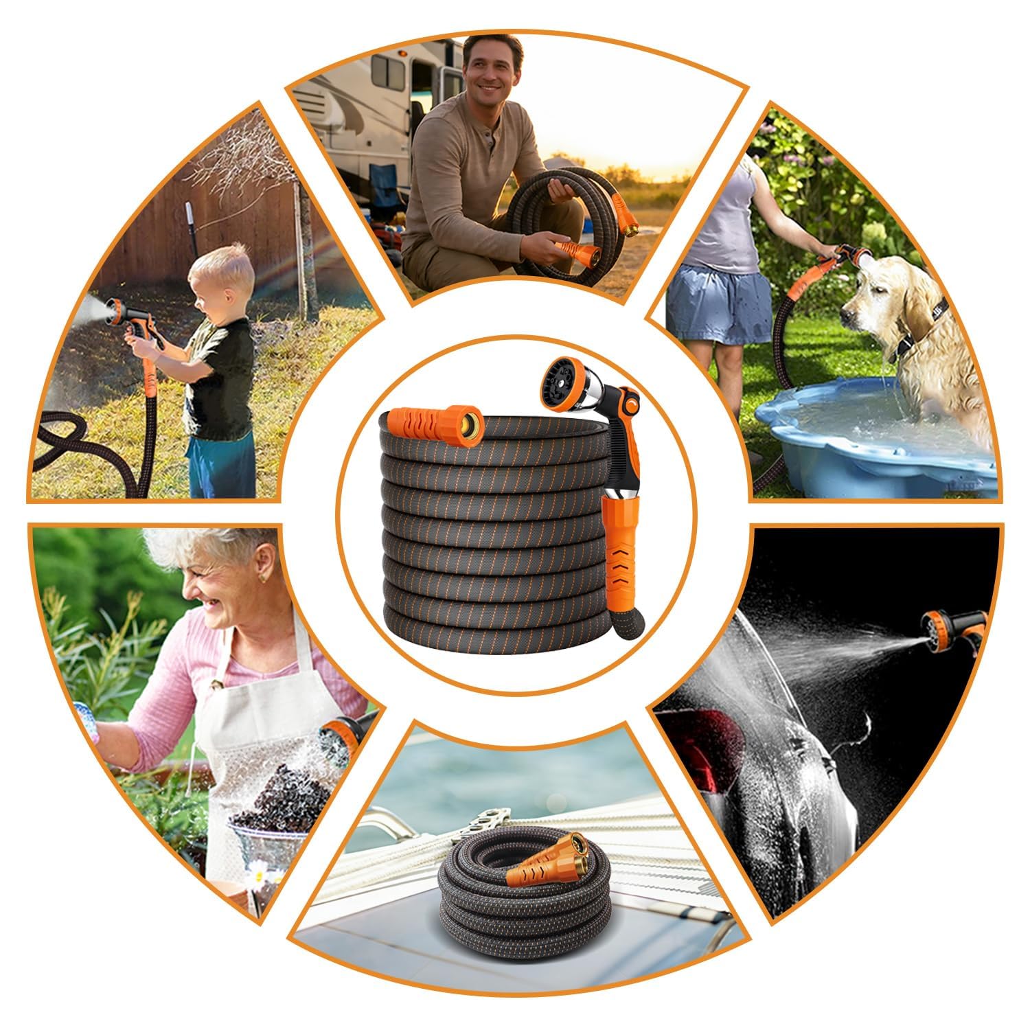 Manguera de jardín ligera de 10 pies, manguera de agua duradera y flexible, sin torceduras, asas giratorias antideslizantes, manguera líder para todo tipo de clima para barcos, caravanas, lavado