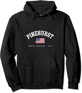 Pinehurst NC Retro American Flag USA City Name Pullover Hoodie