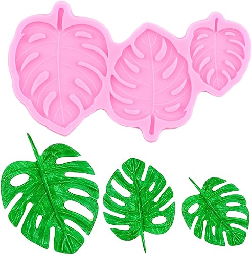 Miniatura 3 de Molde de silicona de hojas tropicales, moldes de hojas de Monstera para fondant, molde de caramelo de hojas de helecho para decoración de pasteles,