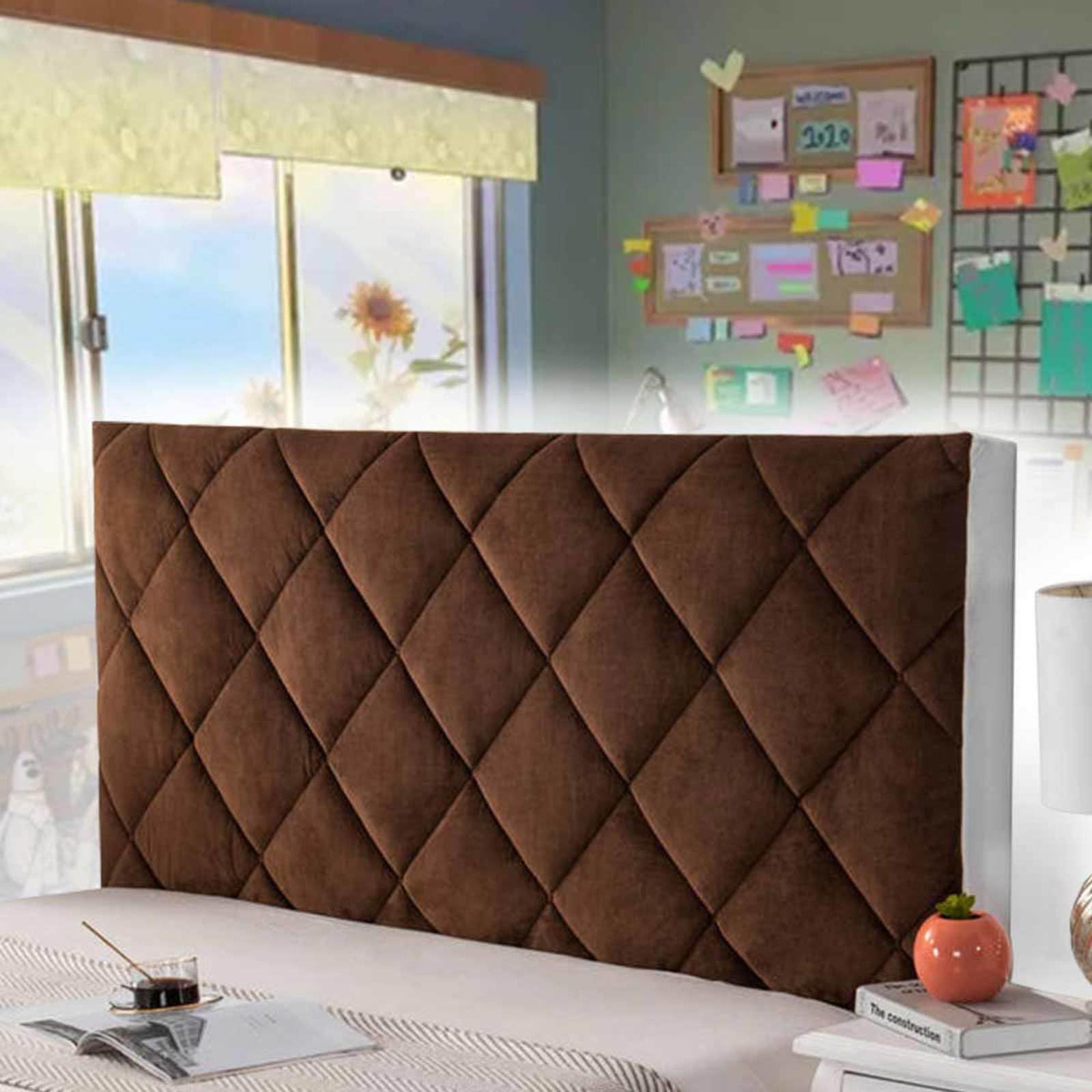 Copritestiera Letto Copertura/Copri Testata Letto Matrimoniale Singolo Imbottito Cuscini Testata Letto Una Piazza E Mezza Testata Letto Imbottita Copri Testiera Letto,marrone-160cm