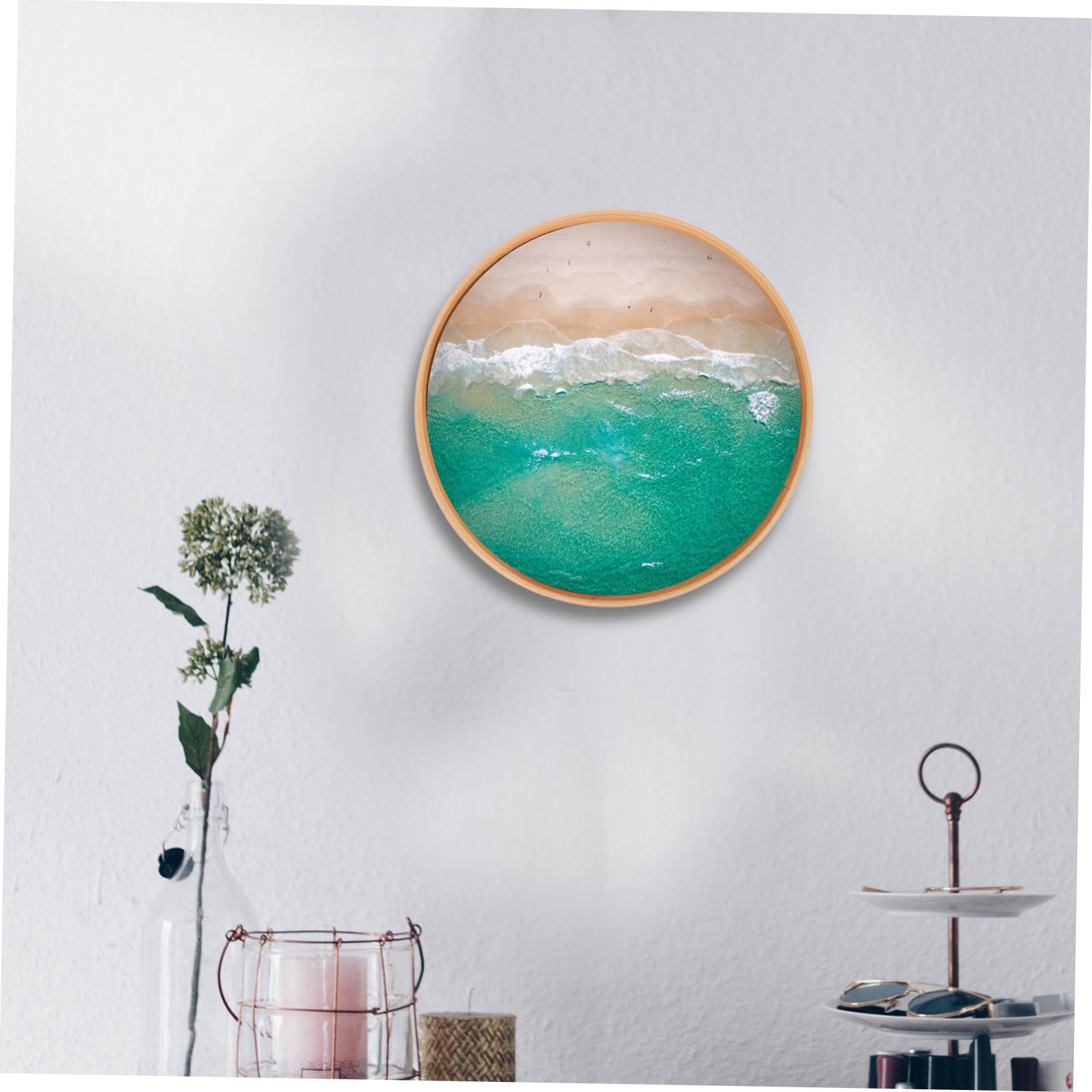 Marco de Fotos Redondo de Madera para Escritorio Diseño Moderno y Acabado de Fina Artesanía, Adecuado para Decoración del Hogar y Exhibición de Fotos
