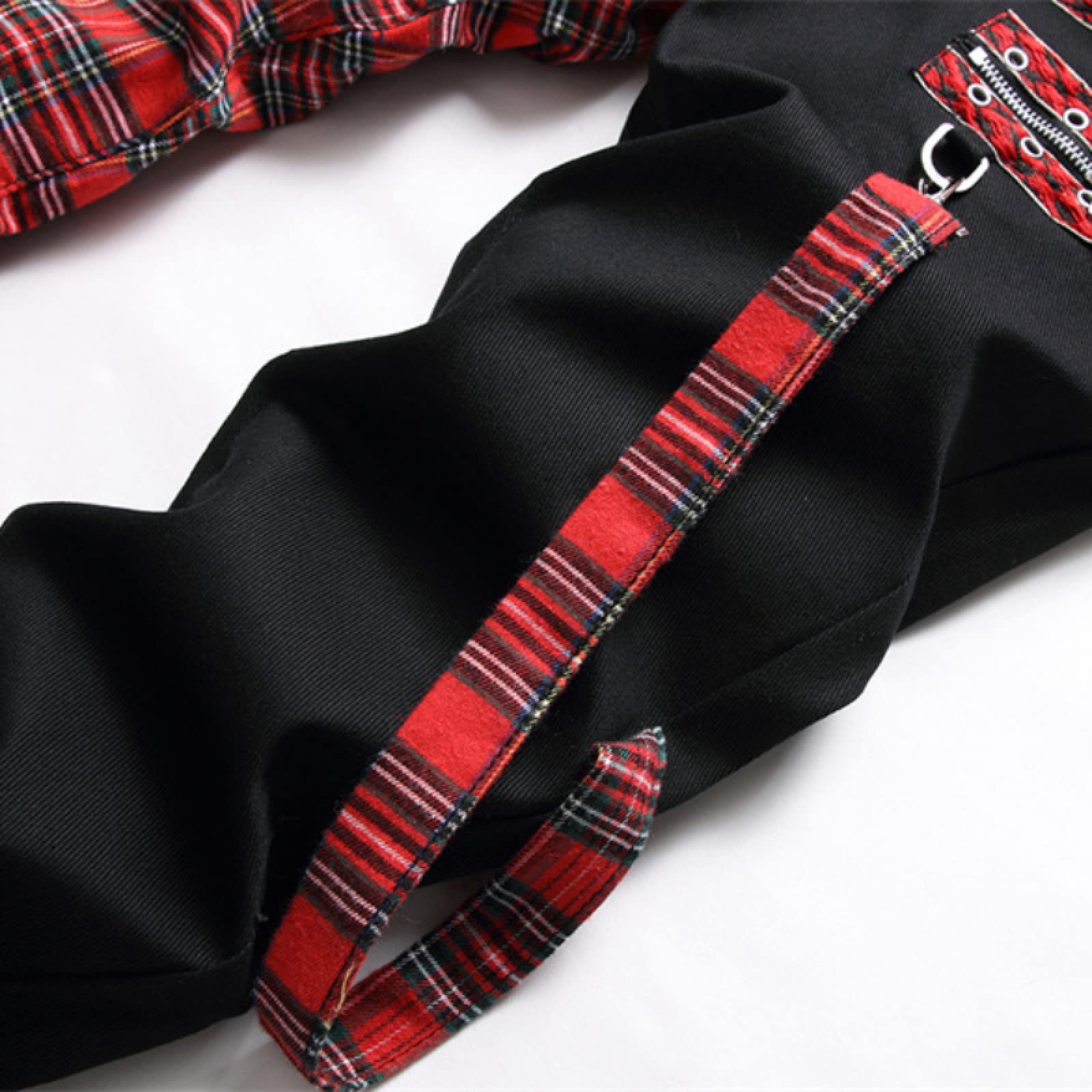 Jeans Herren Jeanshosen Hose Freizeithose Red Plaid Patchwork Punk Reißverschluss Männer Bleistift Jeans Hose Hip Hop Gothic Slim Denim Hosen