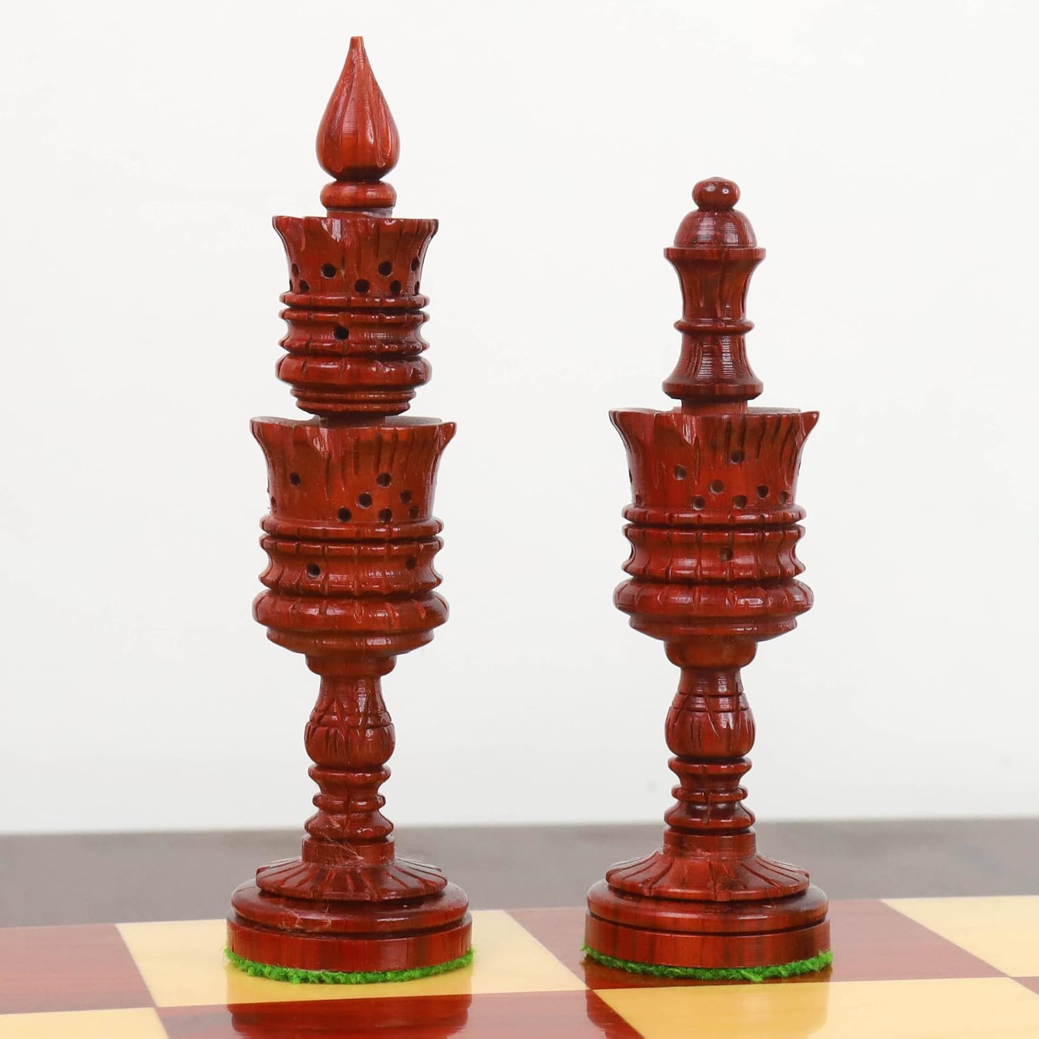 RoyalChessMall Hand Carved Lotus Series Chess Pieces Set in Weighted Bud Rose Wood - King Height 4.7 inches