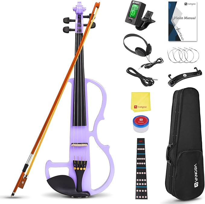Vangoa 4/4 Electric Silent Violin Solid Wood Full Size Fiddle with