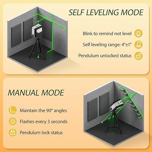 Miniatura 3 de SAVSEC Nivel láser, 2 puntos verdes, línea vertical horizontal de 110 x 180, láser de línea cruzada de 82 pies para diseño y fontanería - 9211G