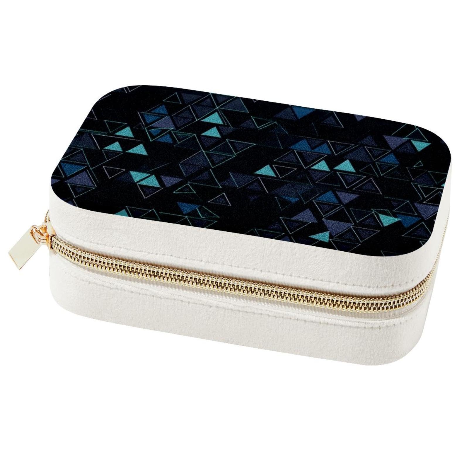 Étui de rangement portable à motif géométrique pour vos bijoux en voyage