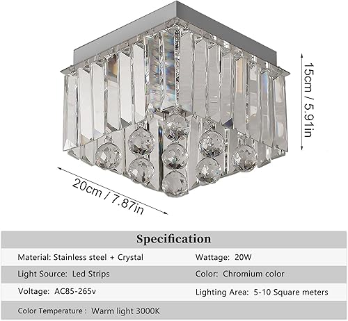 Miniatura 97 de Moderno candelabro de cristal LED, iluminación empotrada, lámpara colgante con control remoto para sala de estar, comedor, dormitorio, isla