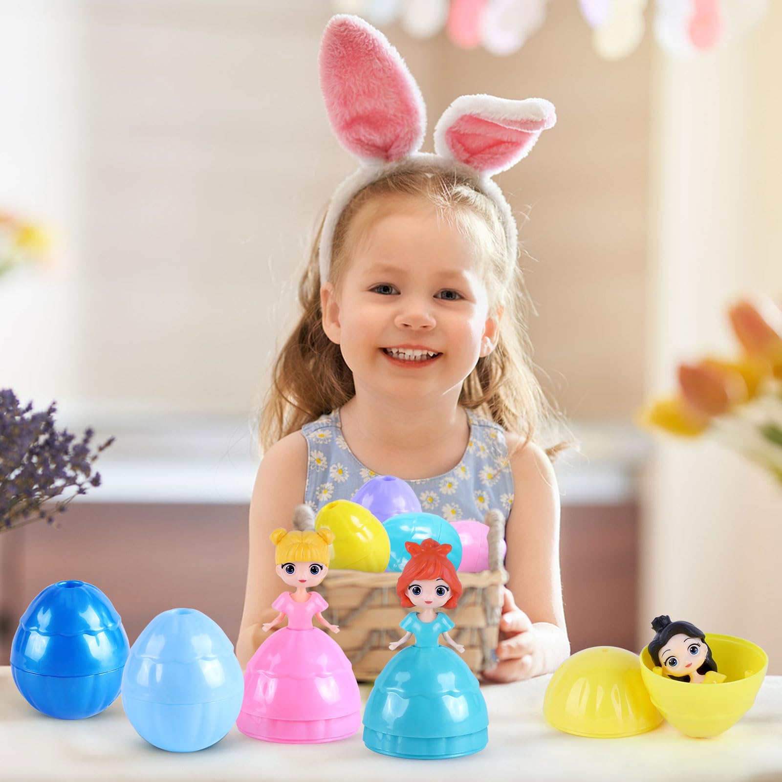 Uiseba 12 PCS Easter Eggs Filled with Princess for Kids Girls Easter Eggs with Toys Inside, Easter Basket Stuffer - Image 3